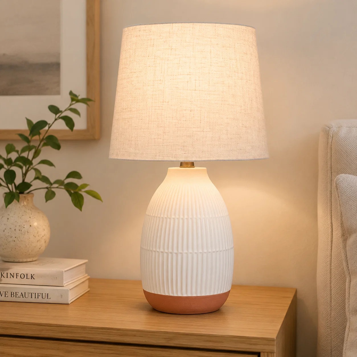 Trendy Ceramic Table Lamp Cream brown Glaze Reliable