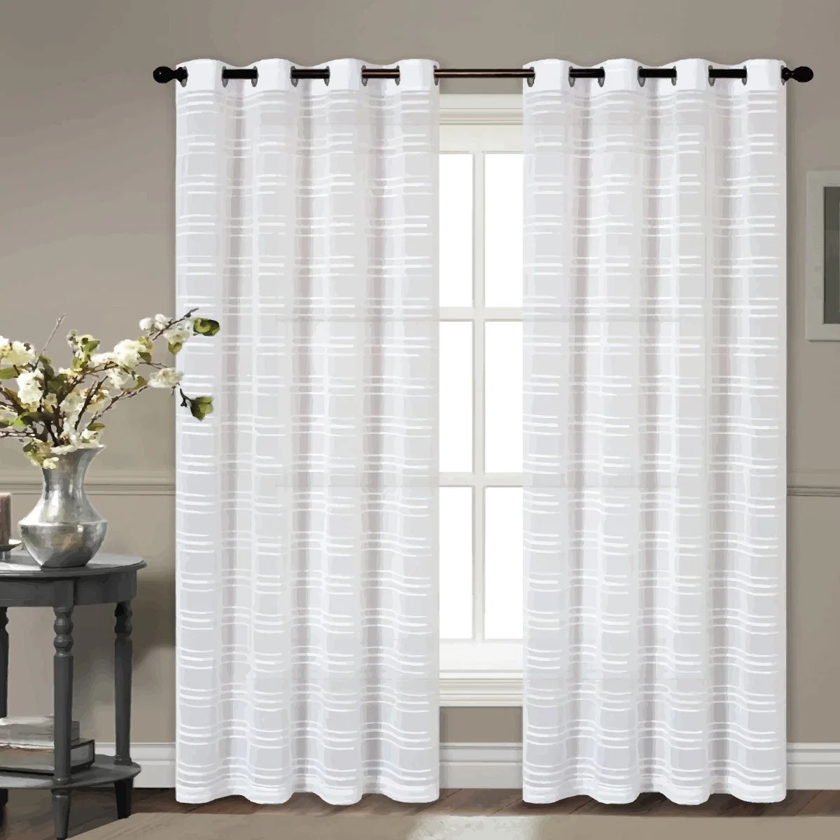 Innovative 2pk Grommet Panel Brigette Faux Linen Sheer Fine Crafted
