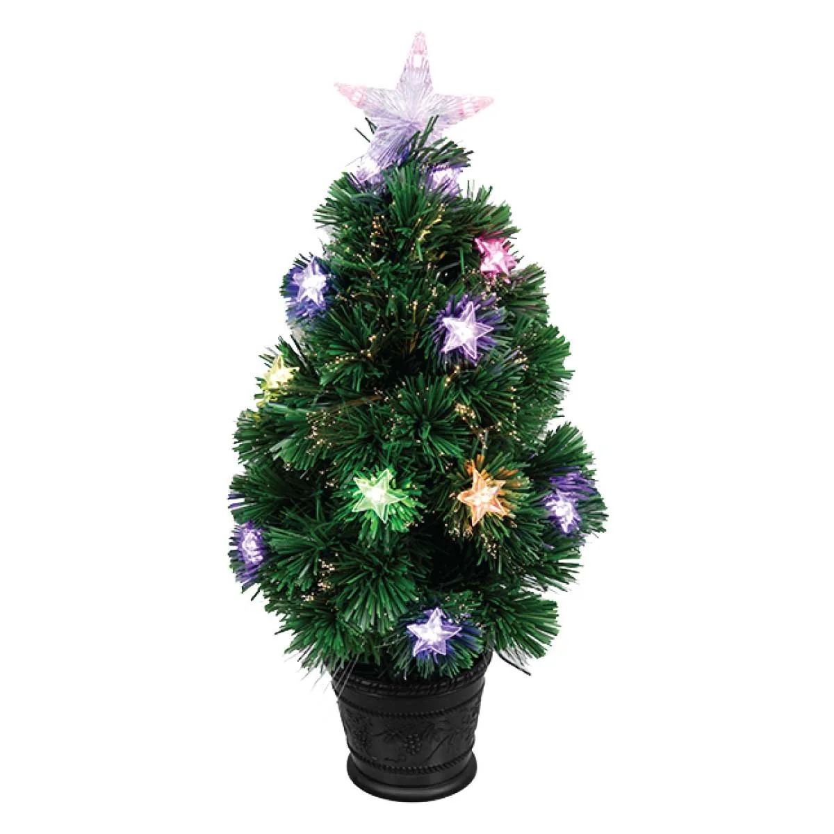 Authentic Fiber Optic Potted Tree With star Top Stars 55 Tips 60cm Environmentally Friendly