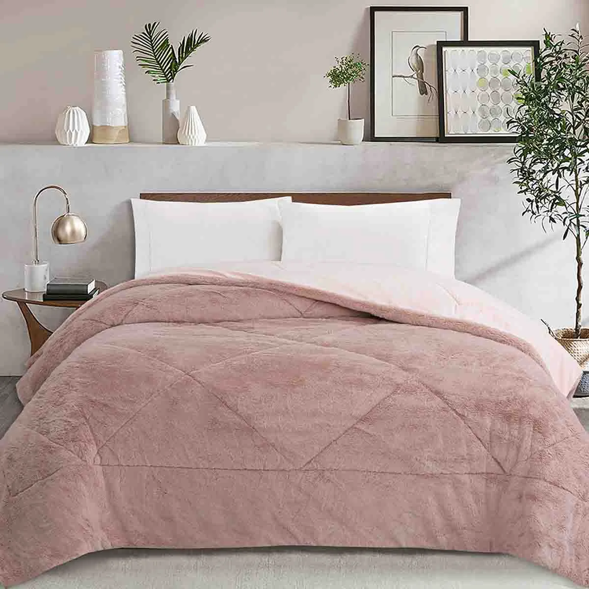 Certified Rustic Cabin – OLIVIER Rabbit Fur Comforter Trendy