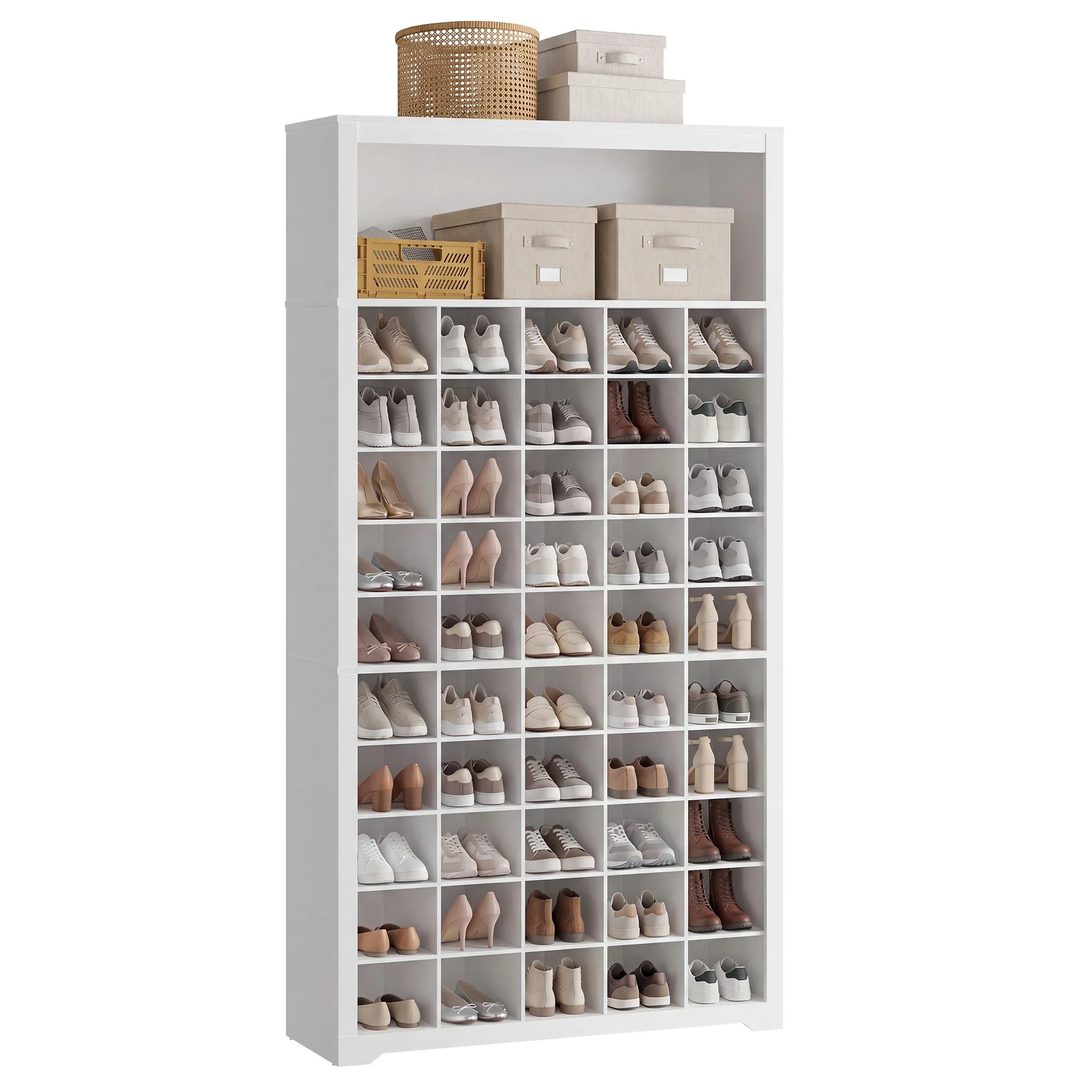Powerful VASAGLE VASAGLE Tall Shoe Cabinet Farmhouse Shoe Storage Organizer for Entryway Vertical Wood Rack Holds 50 Pairs Eco-Friendly