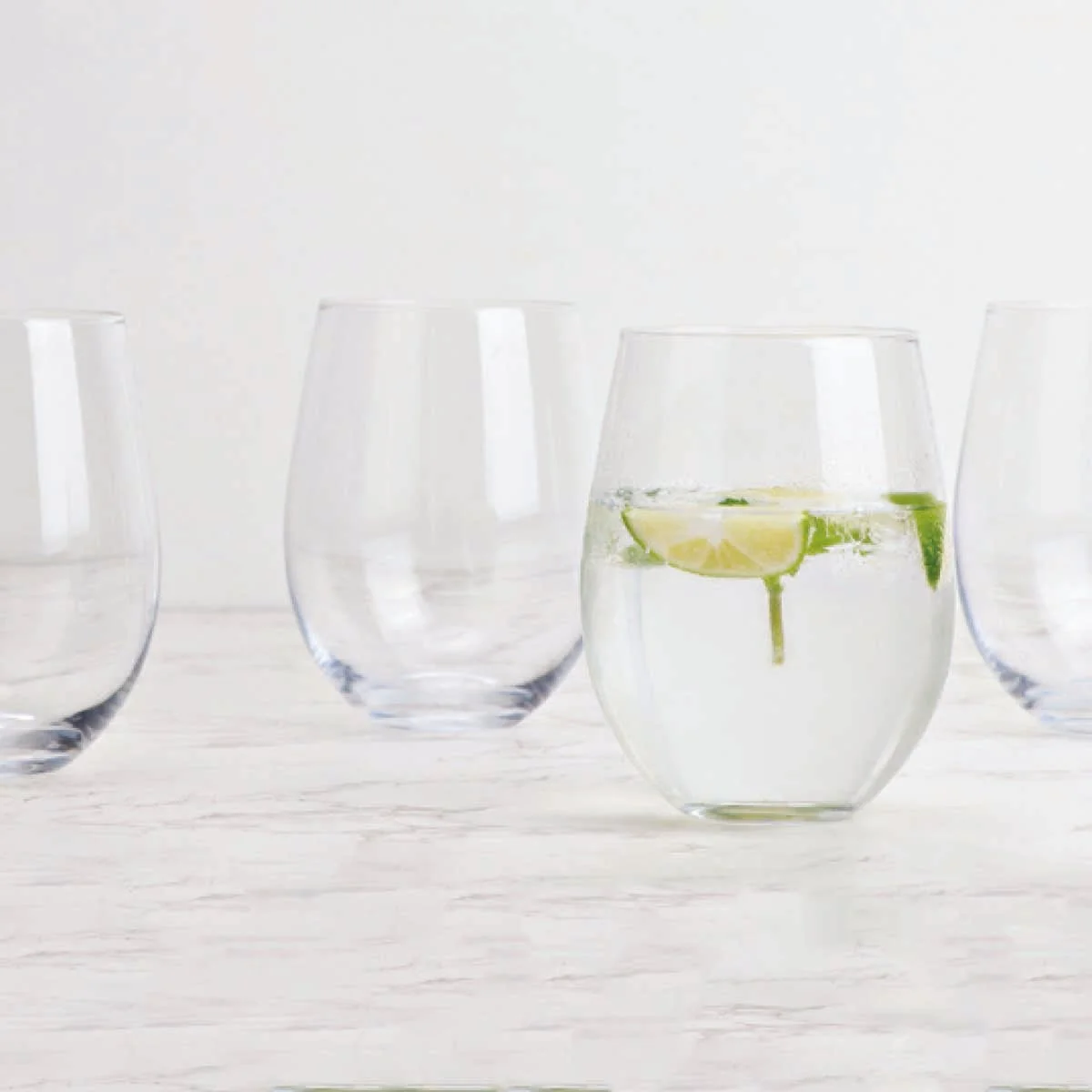 Green Stemless Drinking Glass set of 4 Proven