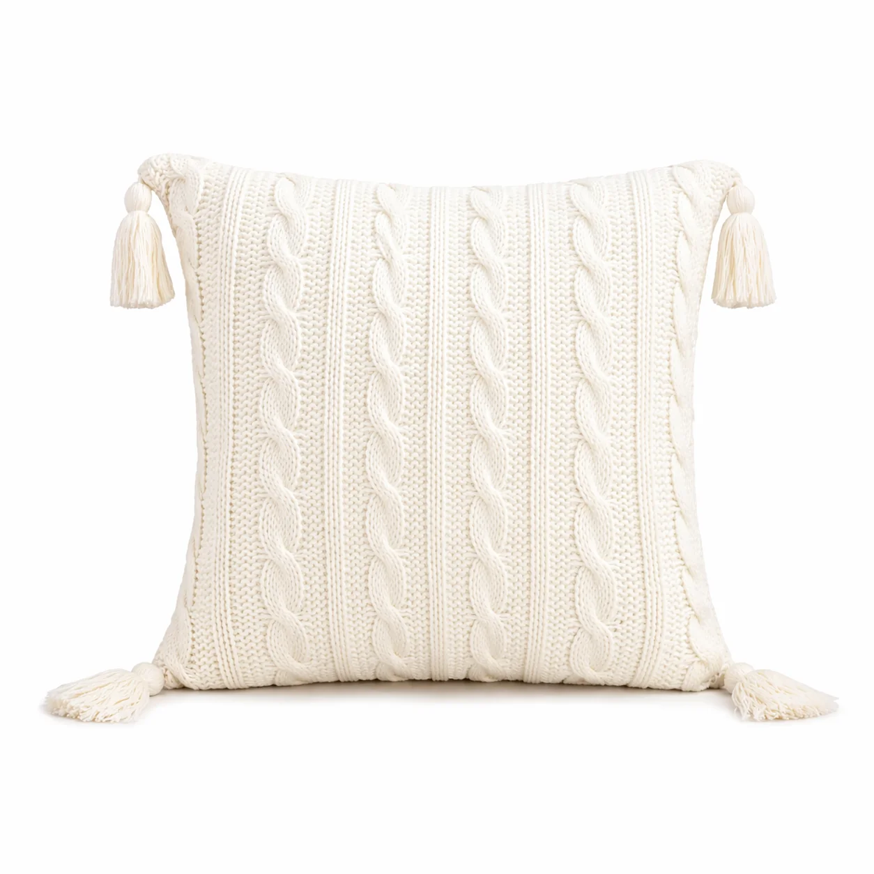 Fine Crafted LAURENT TAYLOR – Cable crochet with tassles knit cushion Exceptional