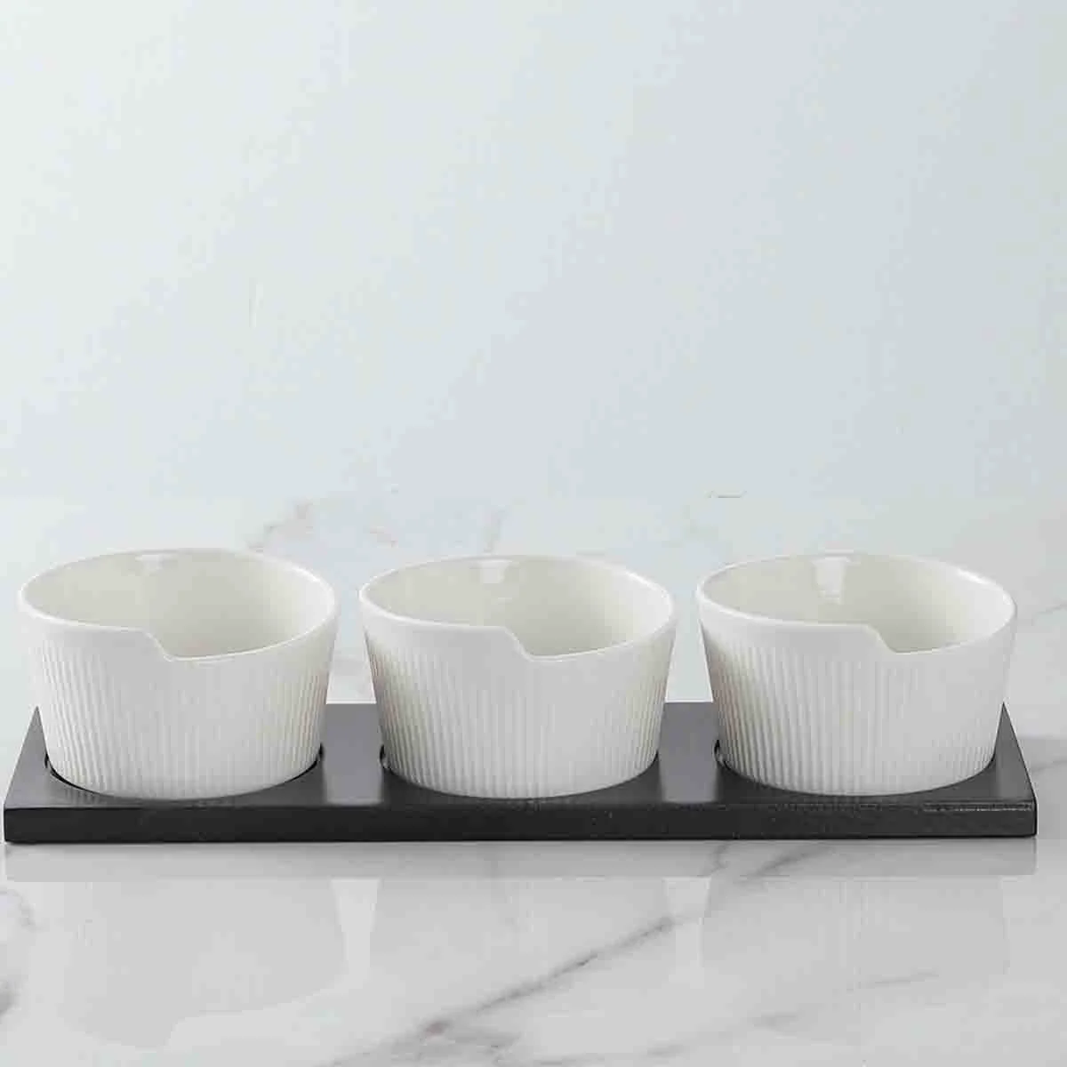 High-Grade A La Cuisine – 4pcs 4 Snack Bowl With Black Mdf Base Minimalist