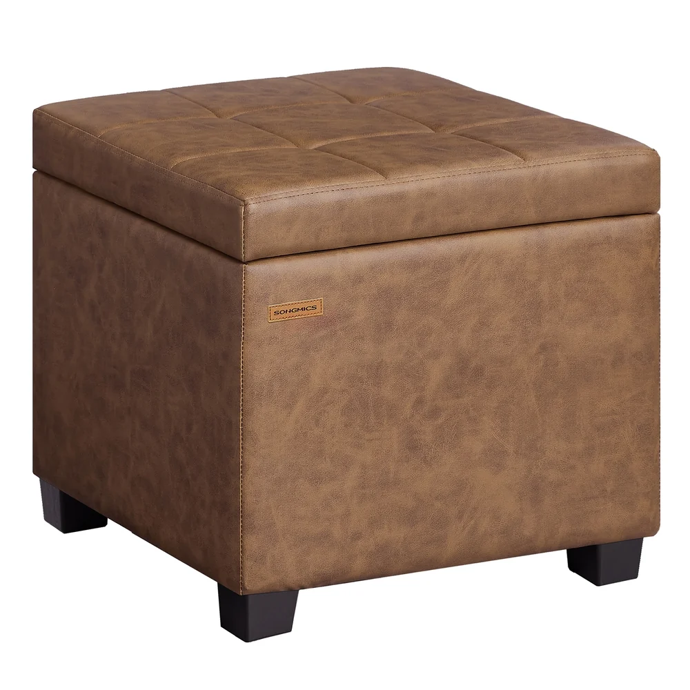 Healthy SONGMICS Square Storage Ottoman with Hinged Lid Refined