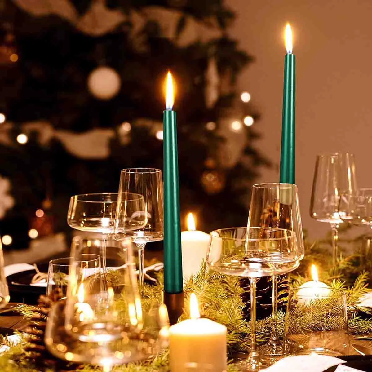 Environmentally Friendly Dinner Candle Set Of 6 Green Candles Dependable