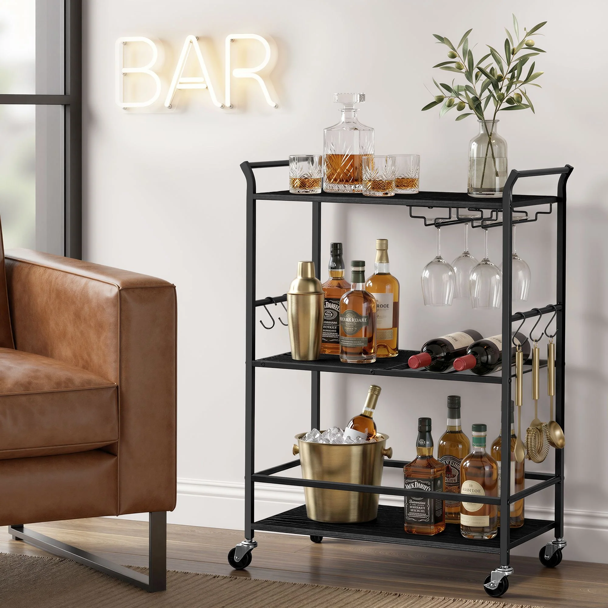 Specialty VASAGLE VASAGLE 3-Tier Bar Cart Genuine