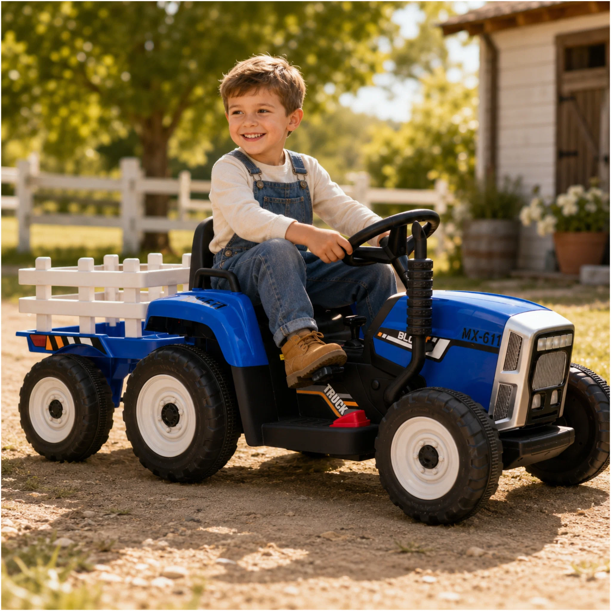 First-Class Ride On Farm Truck 12v 4.5 Ah 1 2 Motors 2.4g R c Blue Unique