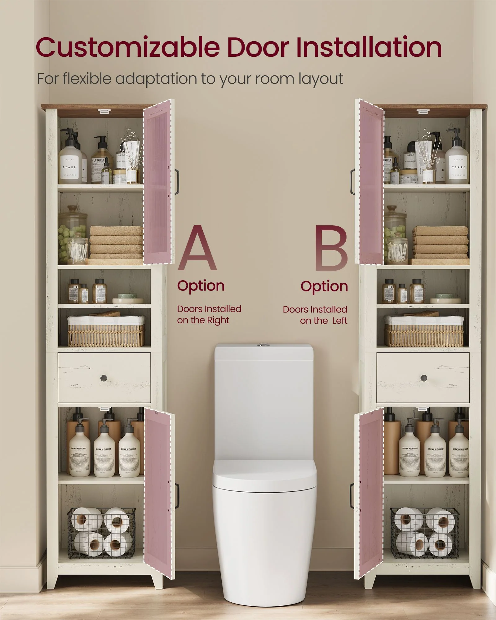 Long-Lasting VASAGLE VASAGLE Tall Bathroom Cabinet Carefully Designed