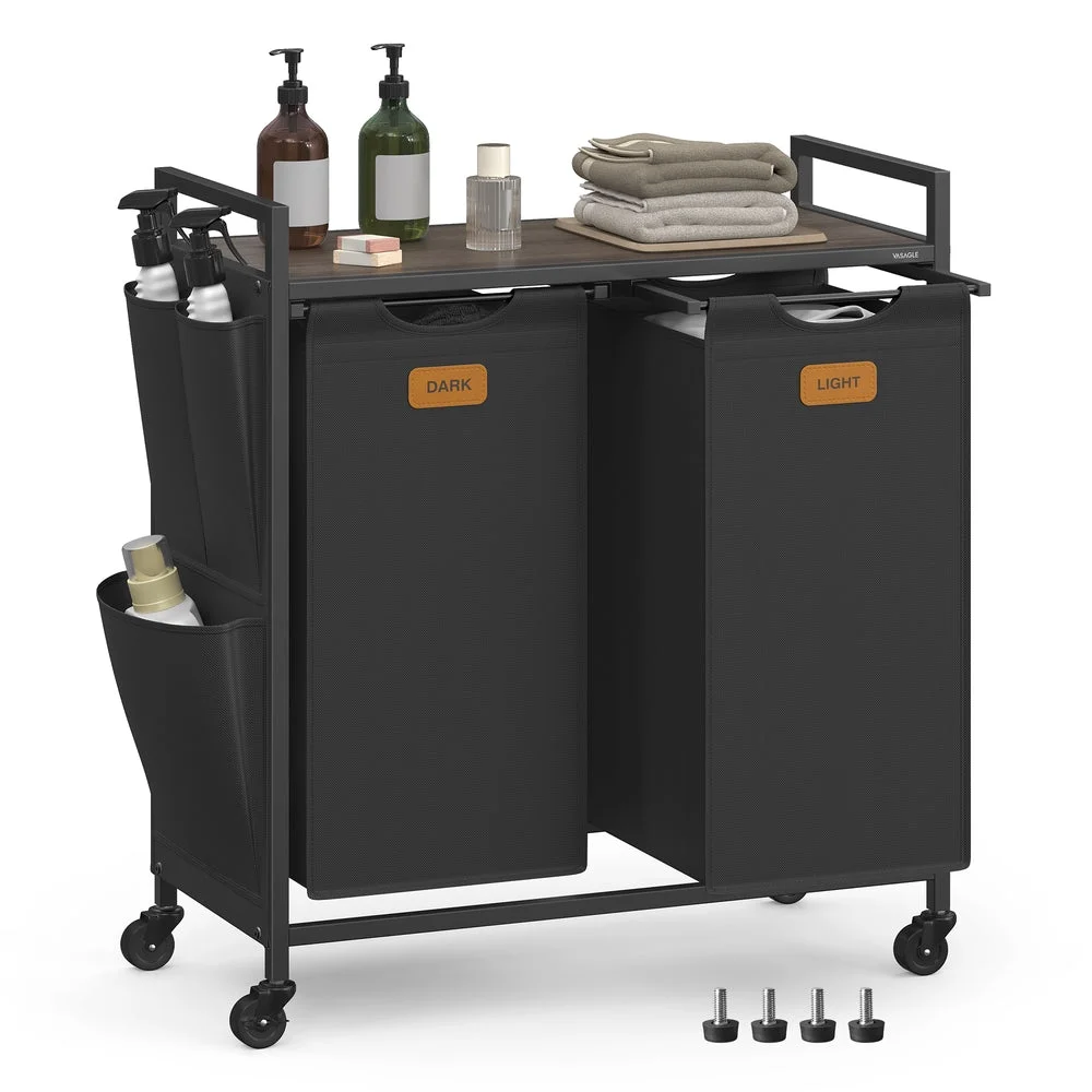 Efficient VASAGLE Rolling laundry hamper with shelves and compartments Durable