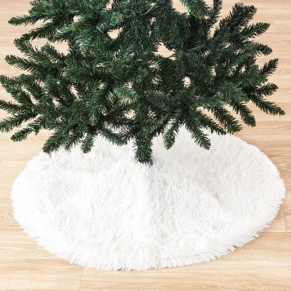 Safe CHRISTMAS TREE SKIRT FAKE FUR WHITE M-SIZE nHN Functional