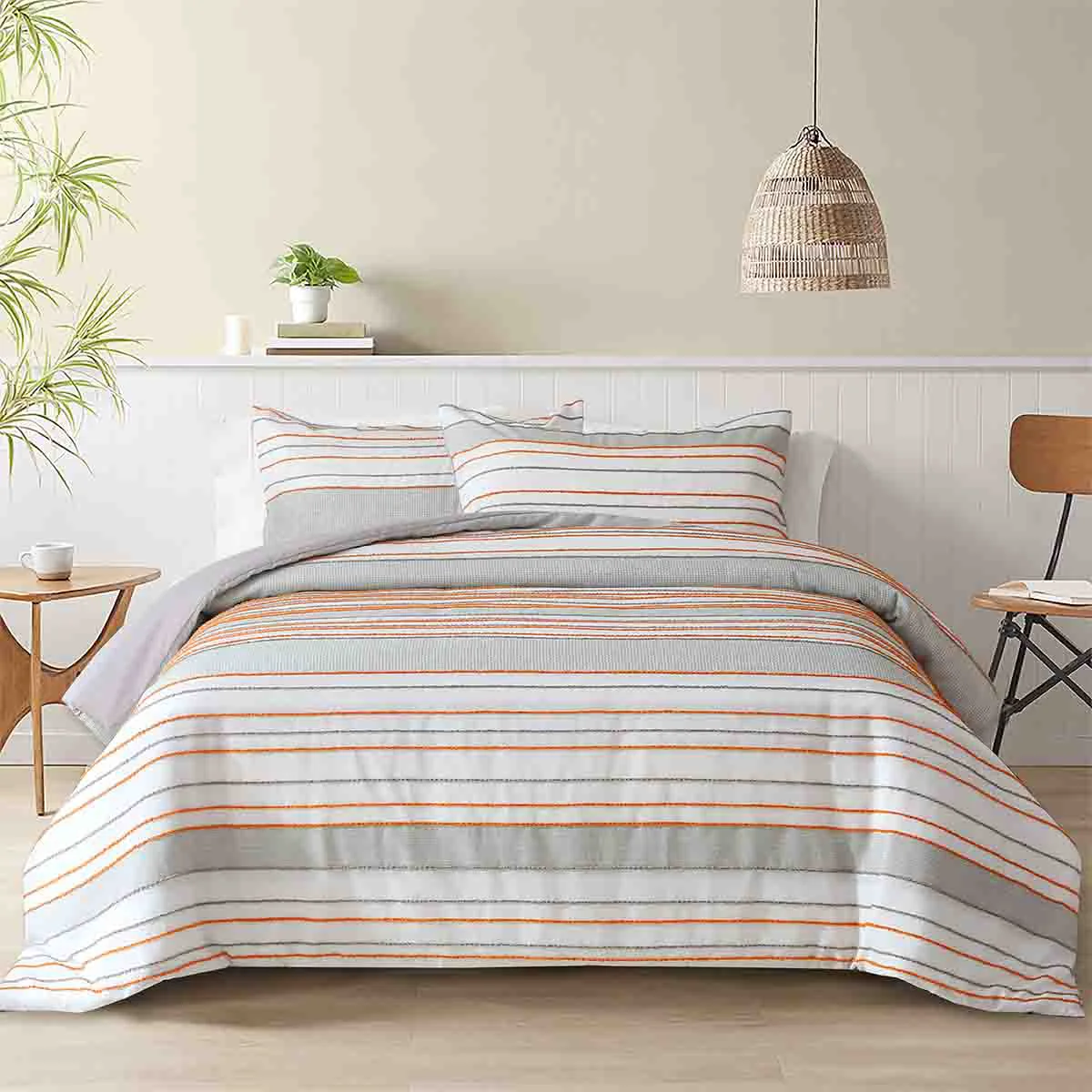 Relaxed Lauren Taylor -TROY Striped Jacquard 3 PCS Duvet Cover Set Traditional
