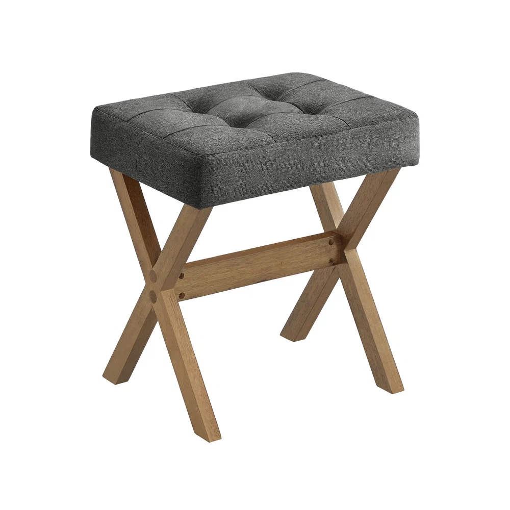 Genuine SONGMICS Padded vanity stool with solid wood legs for bedroom Premium Material