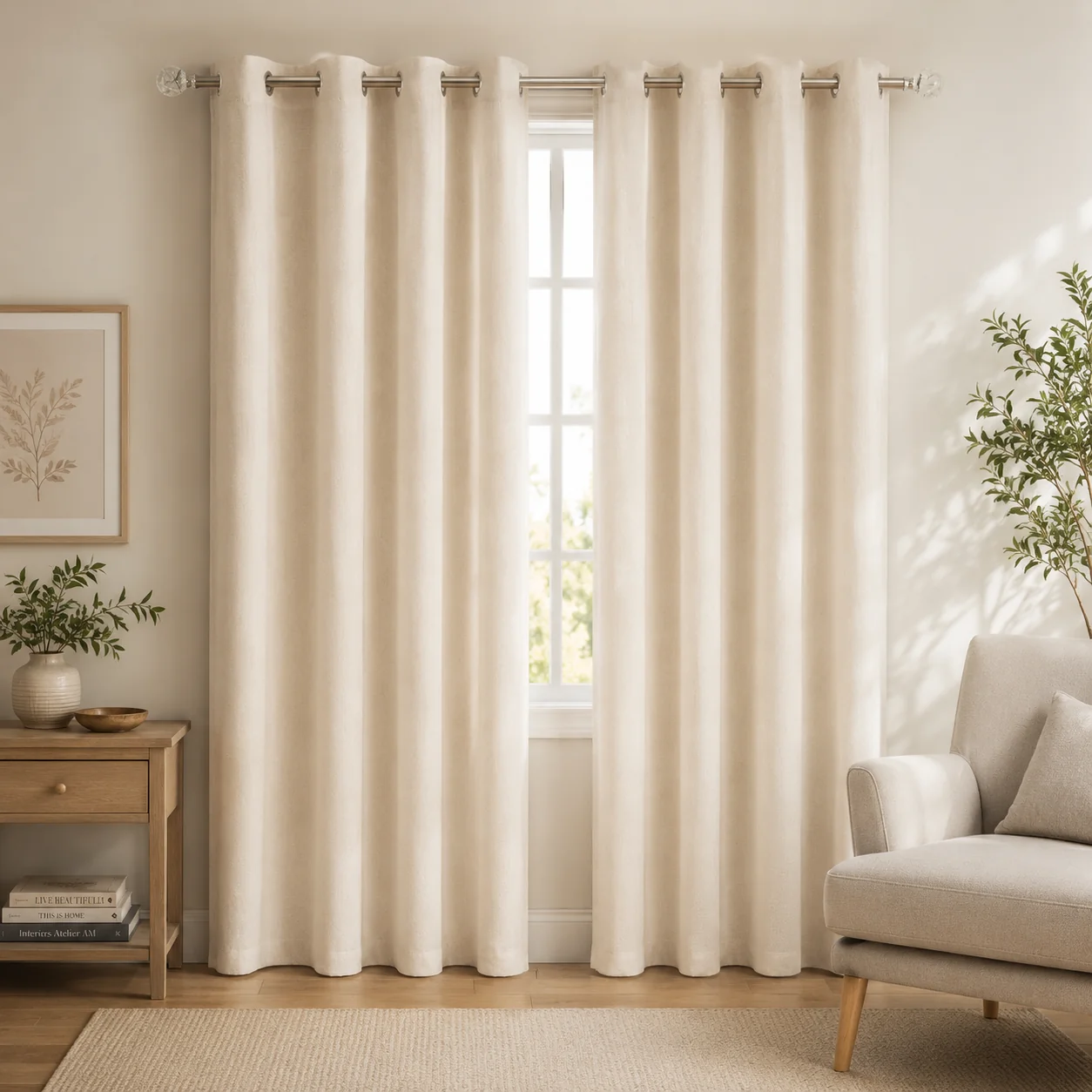 Authentic 2pk Panels 52×84 Boucle Off White Advanced