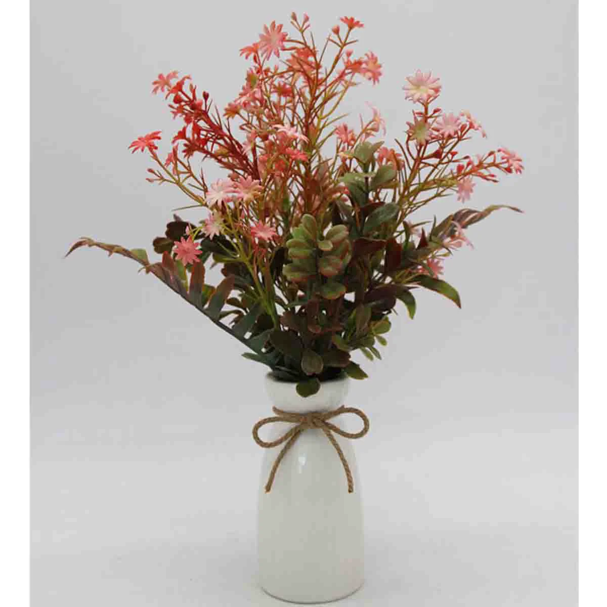 Long-Lasting Lauren Taylor – Artificial Pink Bouquet in White Ceramic Vase Easy-to-Use