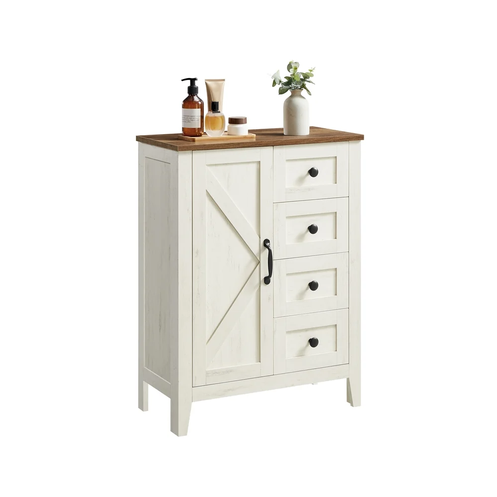 Genuine VASAGLE Liry Collection – Farmhouse Bathroom Floor Cabinet with 4 Drawers Safe
