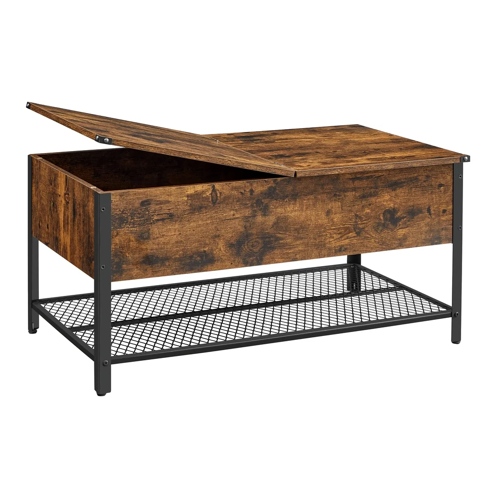 Elite VASAGLE Daxton Collection – Coffee Table with Flip Top Hidden Storage Space and Mesh Shelf Casual