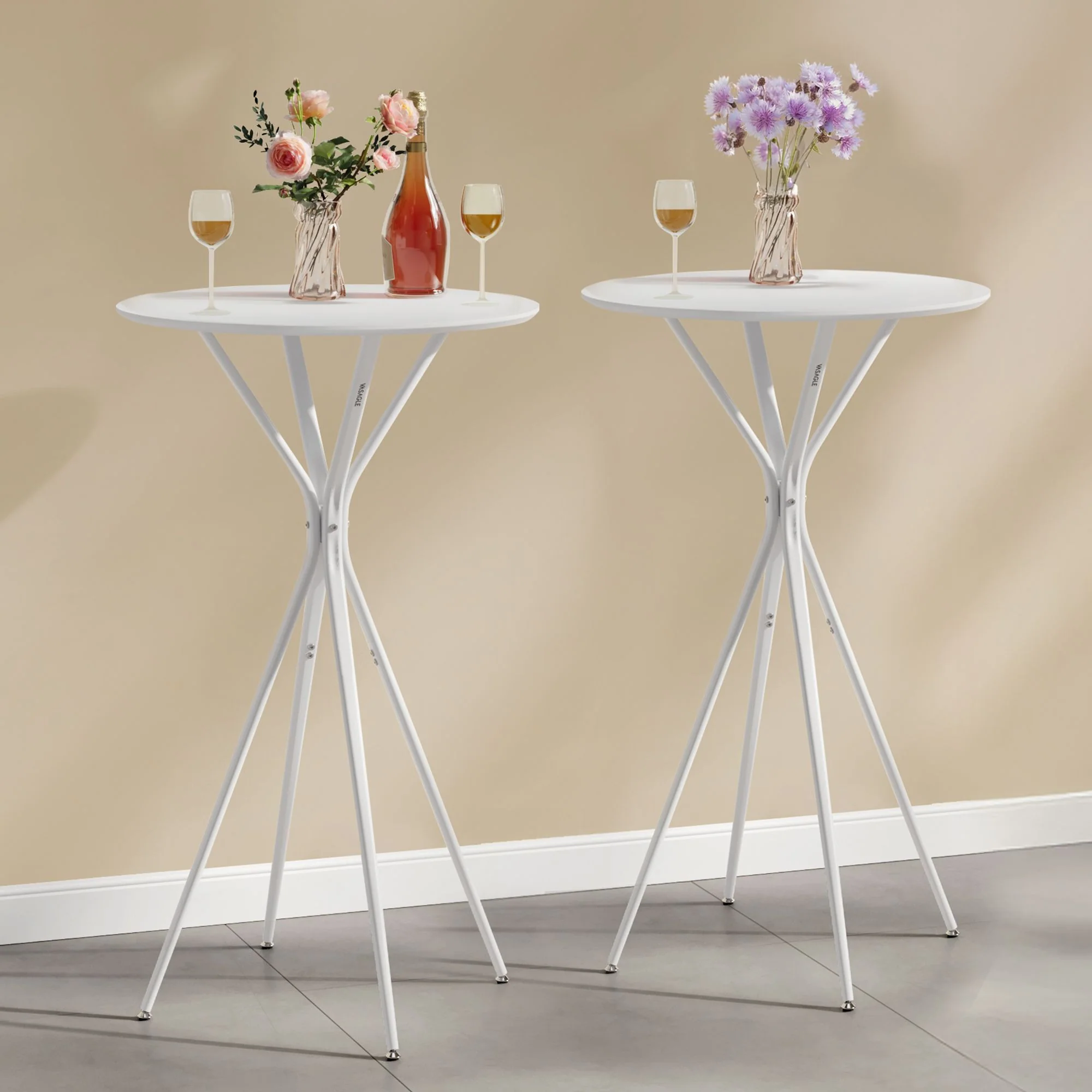 Enhanced VASAGLE Bar Tables Set of 2 Round Cocktail High Top Pub Bistro Table Professional