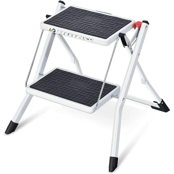 Crafted Kingrack 2 Step Ladder Folding Stool Non-Slip Step Ladder collapsible stool for adults Heavy Duty 330Lbs Capacity Industrial Lightweight Superior