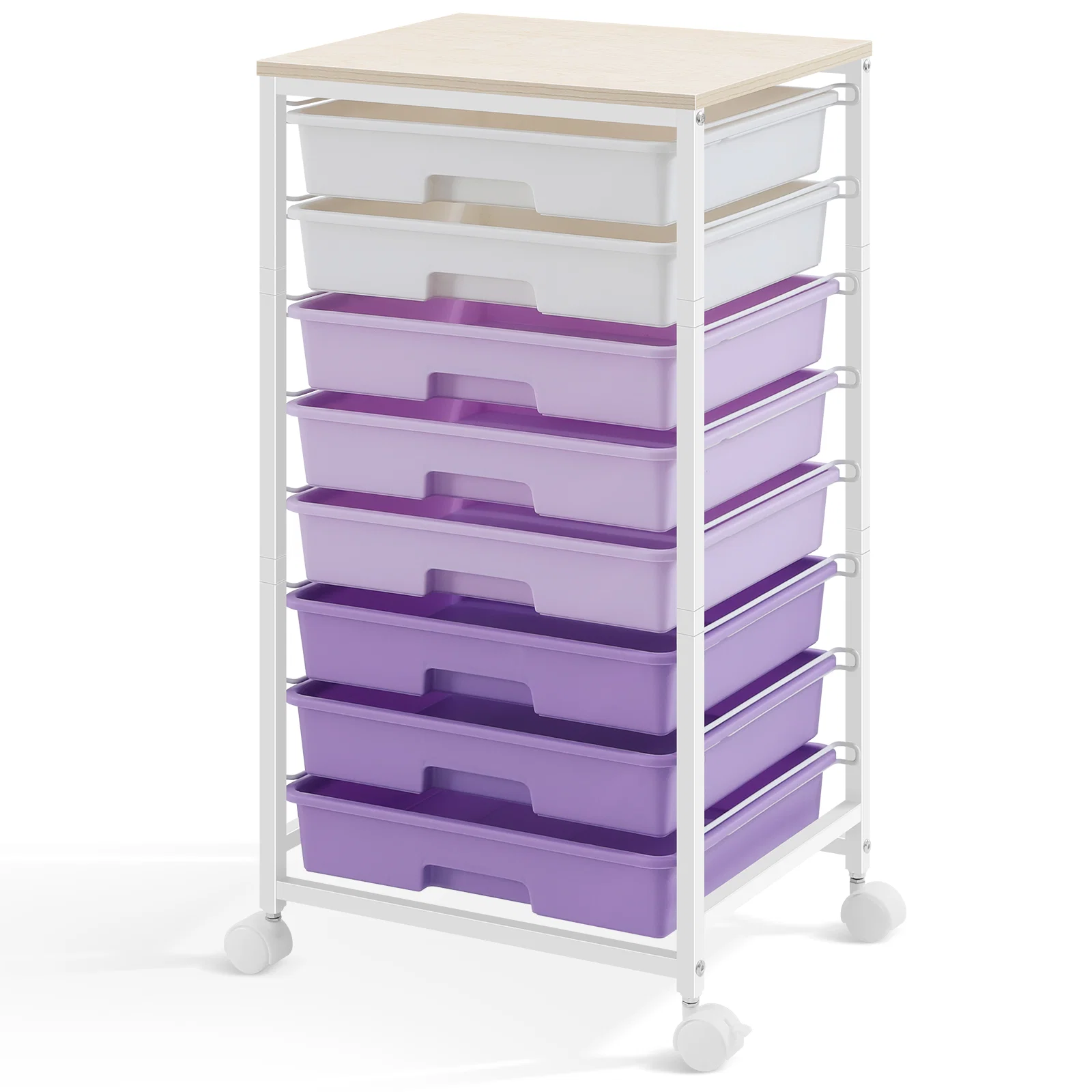 Fine KK KINGRACK Storage Rolling Drawer Cart with 8 Drawers amp Wooden Tabletop Metal amp Plastic Purple（BZ830924-7） Unique