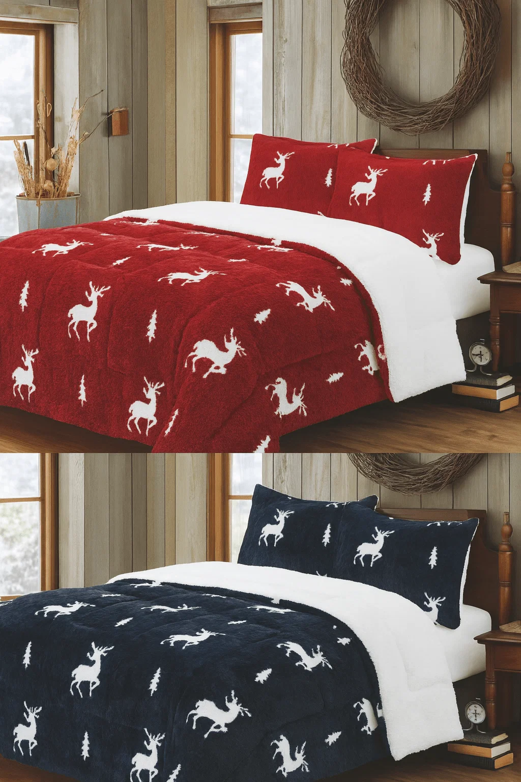 Consistent 3 Pcs Comforter Set Rib Fleece – Deer Lodge Minimalist