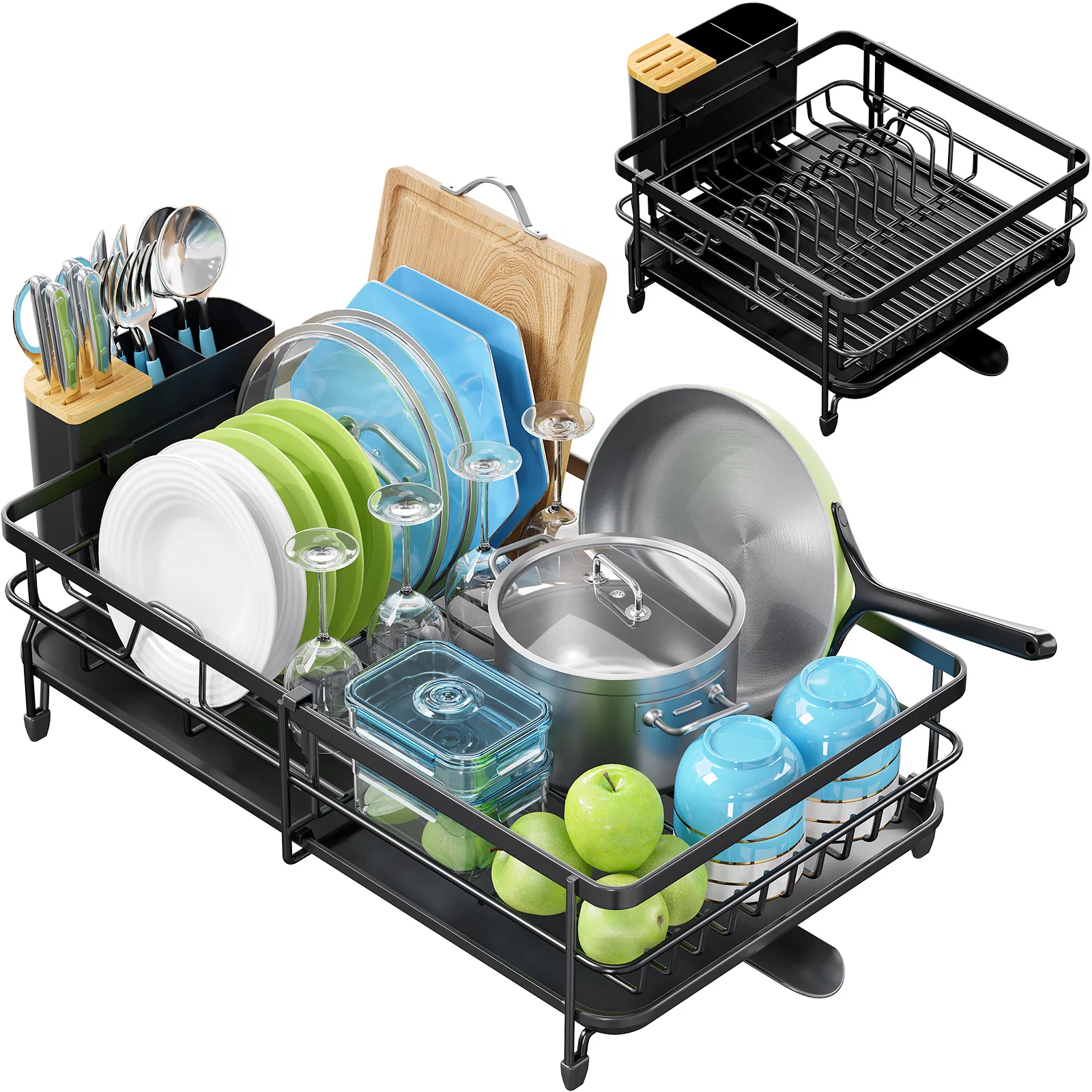 Innovative KK KINGRACK Dish Drying Rack Expandable Dish Drainer with Utensil Holder for Kitchen Organizer Black WK810374-2 Versatile