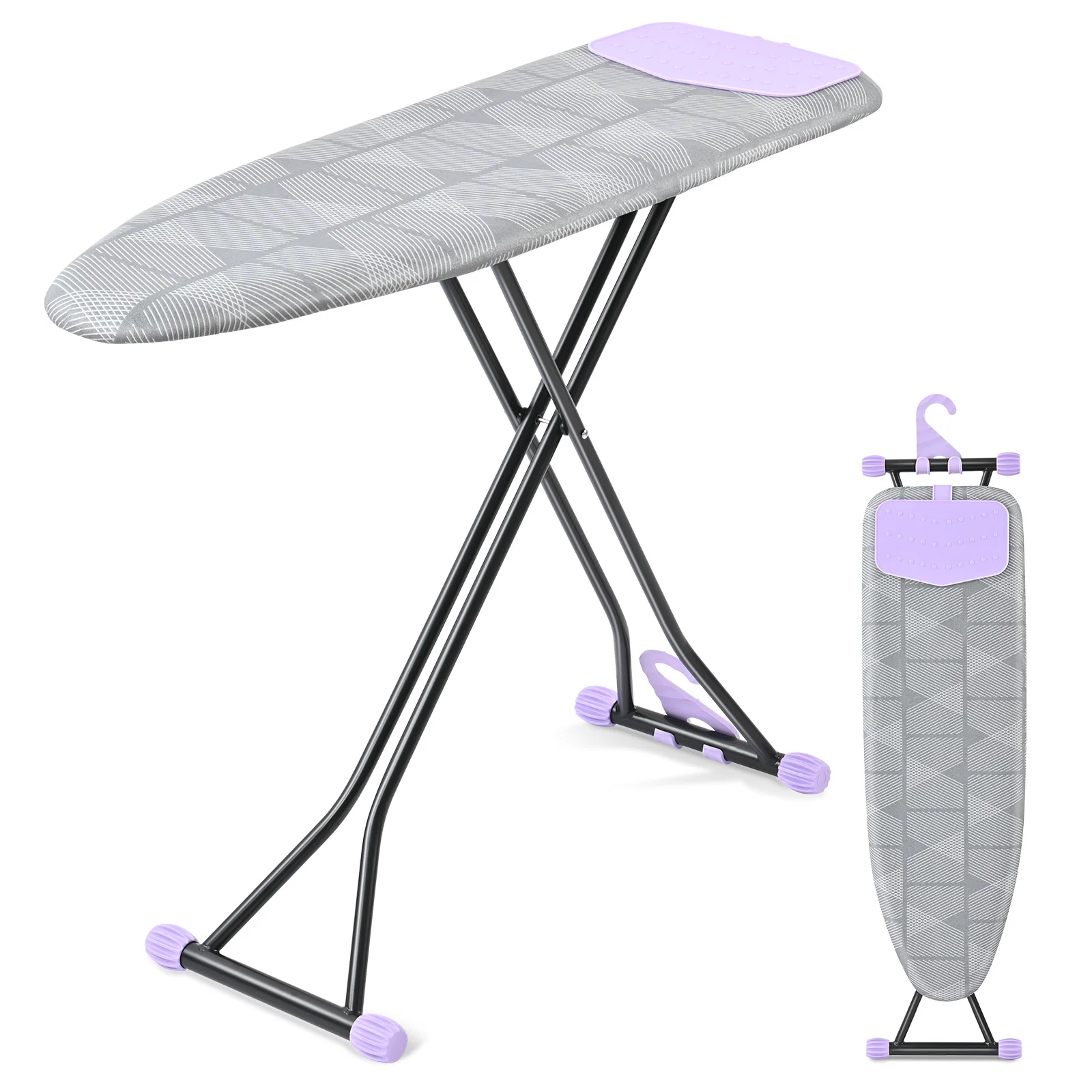 Quality KK KINGRACK Ironing Board Iron Board Full Size with Hanger u0026 Rotating Nonslip Feet 7 Level Height Adjustable 43×13 in Gray Healthy