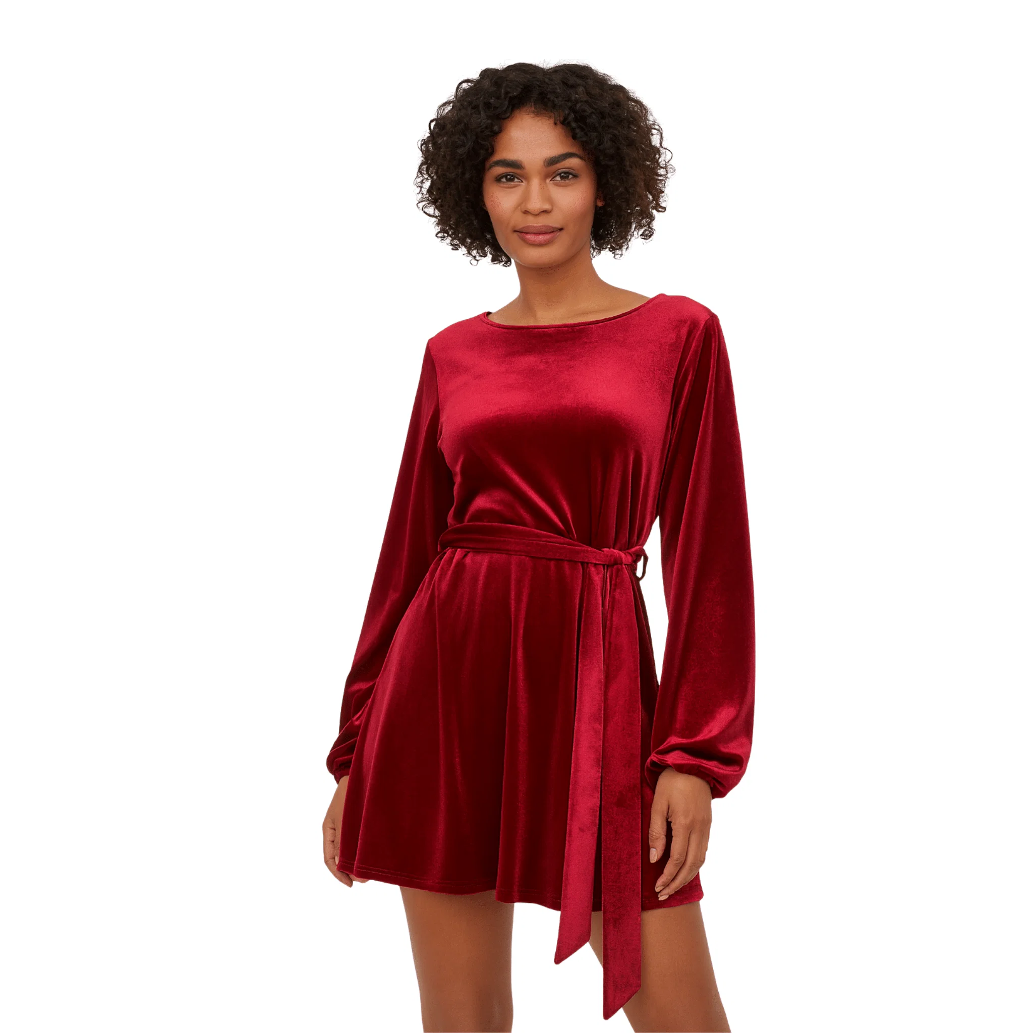Professional Velvet Long-Sleeve Mini Dress Soft
