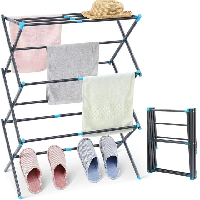 Verified KK KINGRACK Expandable Clothes Drying Rack Foldable amp Collapsible Steel Laundry Drying Racks Graphite 121501-Black Exceptional