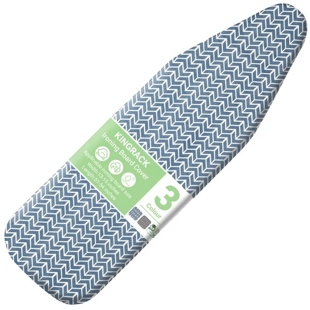 Official KINGRACK Ironing Board Cover with Spring Toggle Heat Resistant Elasticized Edge 15 quot x54 quot Printed Blue Brushstrokes 1554-1160-Blue Solid