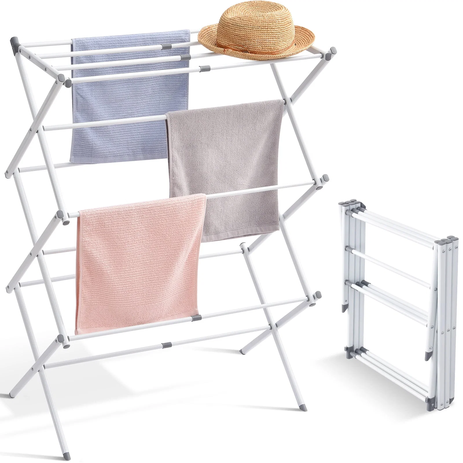 Genuine KINGRACK Expandable Clothes Drying Rack Foldable u0026 Collapsible Steel Laundry Drying Racks White 121501 Prestigious
