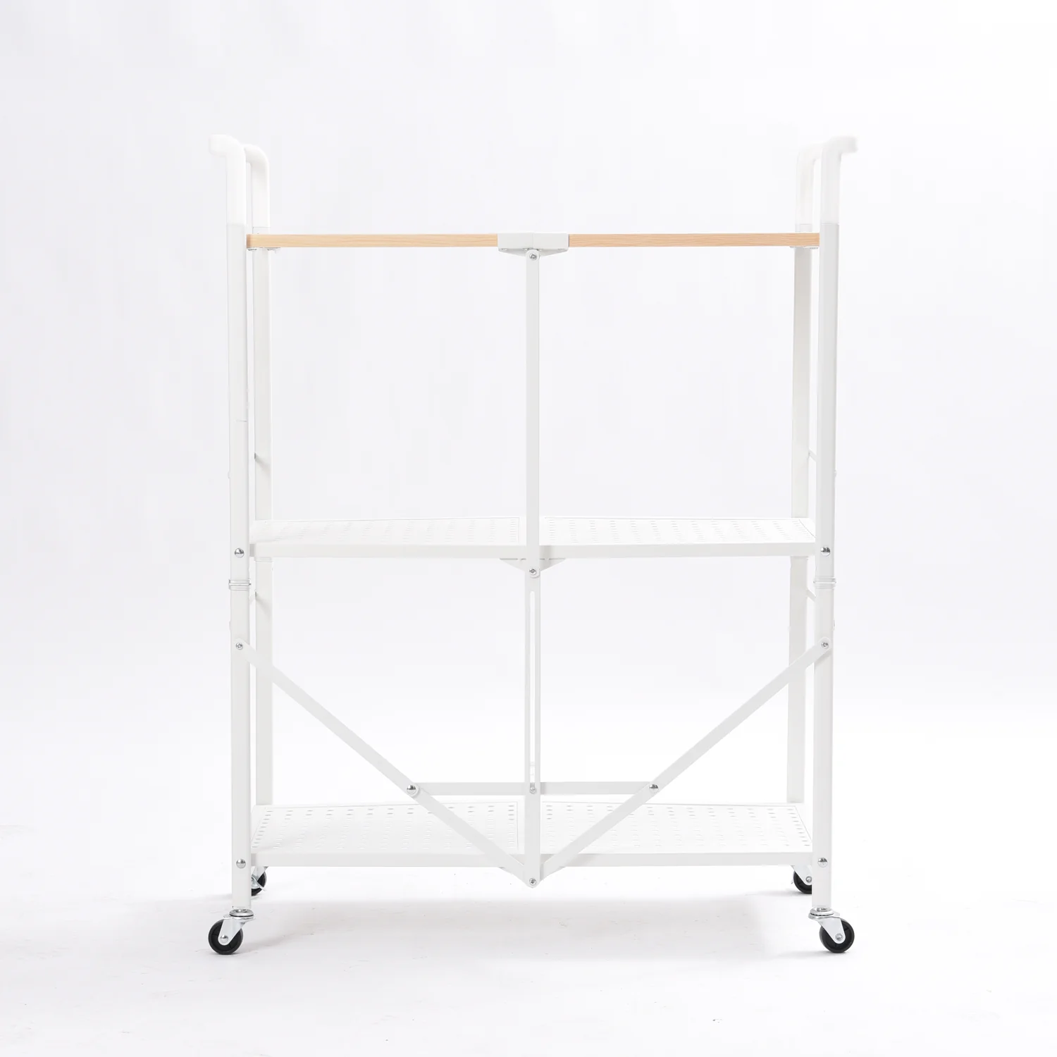 Expertly Made KINGRACK 3-Tier Storage Shelves with Wheels Foldable Shelving Unit Heavy Duty Garage Metal Storage Rack Kitchen Shelf for Storage White WK280014-1 Stylish