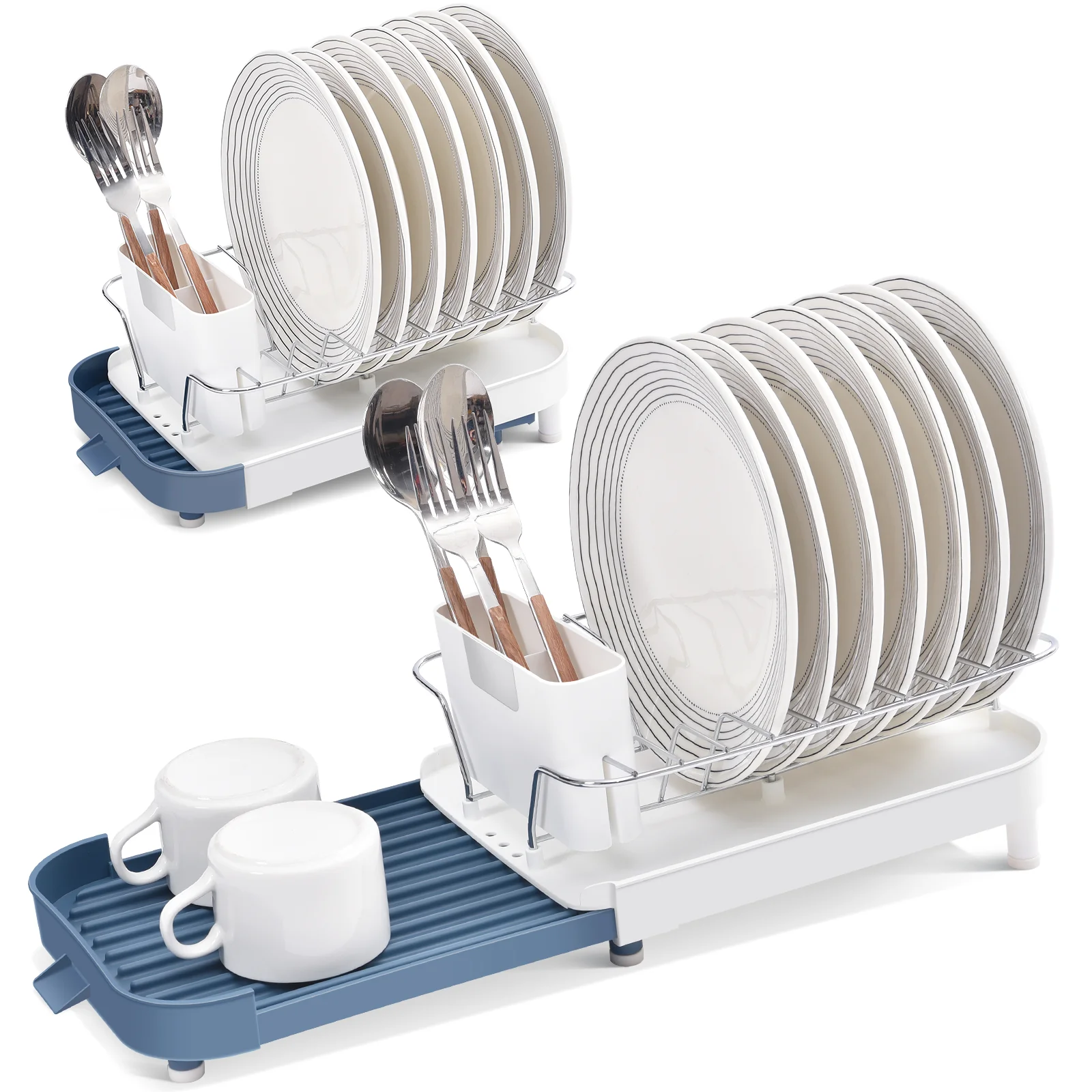 Crafted KINGRACK Small Expandable Dish Rack Compact Dish Drying Rack with Stainless Plate Rack Rustproof Dish Drainer with Removable Utensil Holder in Sink Or On Counter for Kitchen Small Space RV WK810608 Powerful