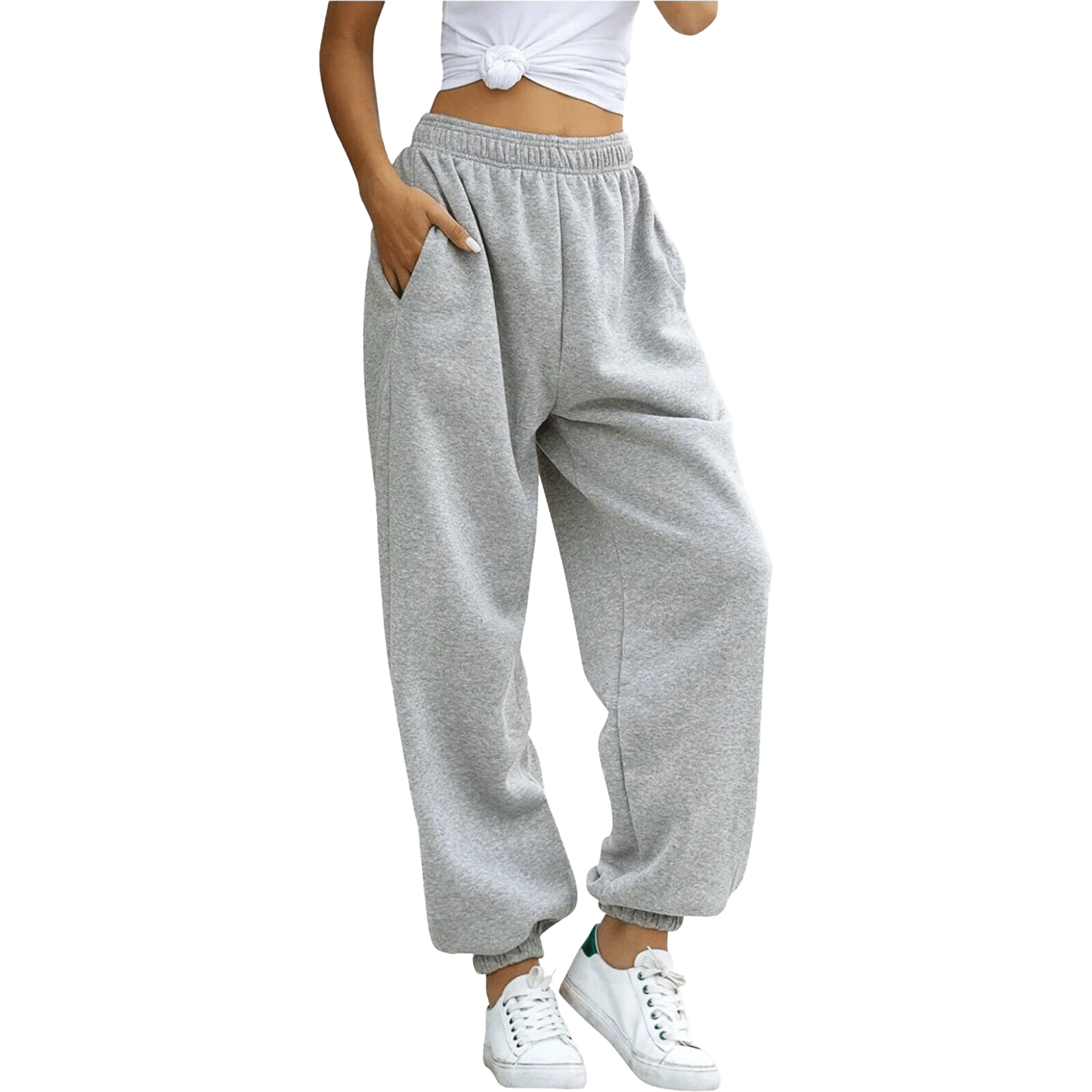 Innovative Grey High-Waisted Relaxed Jogger Sweatpants Top-Quality