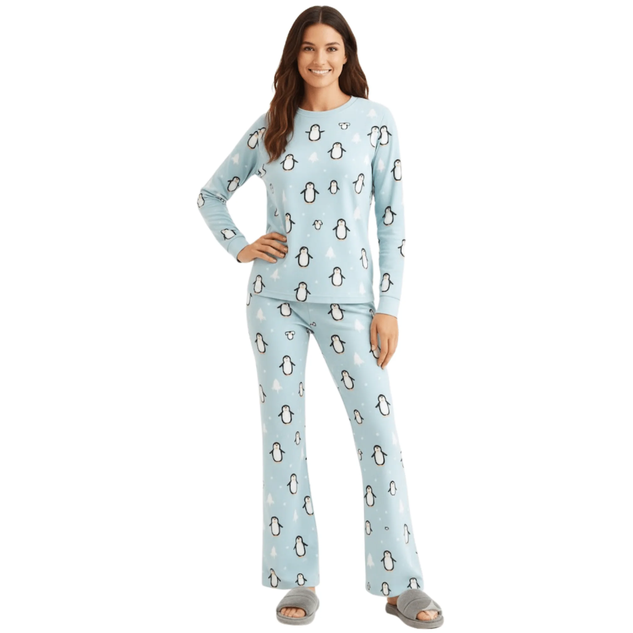 Trendy Women s Printed Fleece Pajama Set – Polka Dots Winter Motifs Innovative