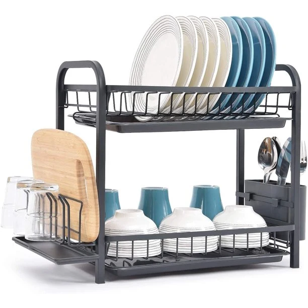 Pure Kingrack Dish Drying Rack 2-Tier Dish Rack and Drainboard Set with Utensil Holder WK810341 Powerful
