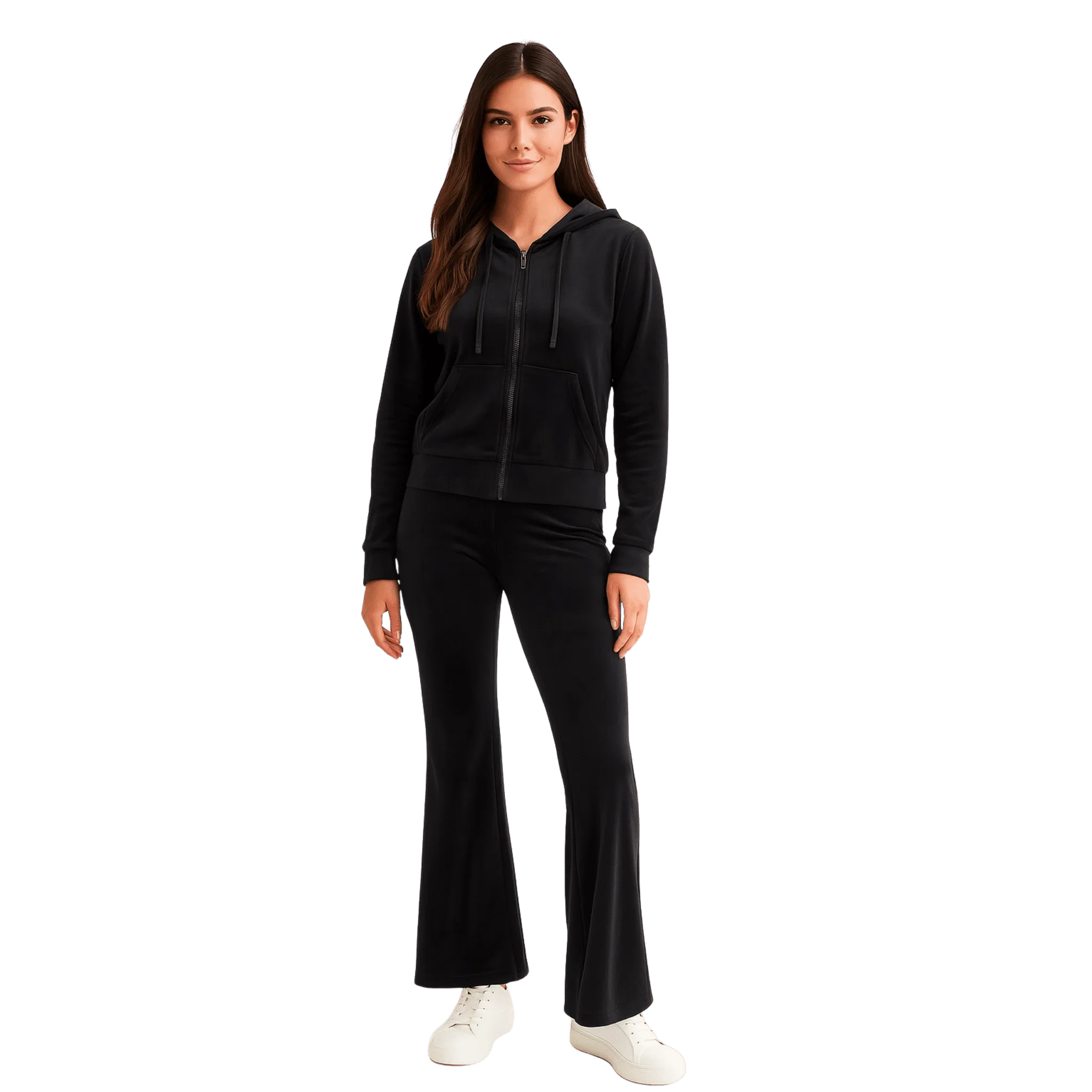 First-Class Velour Zip Hoodie Flared Lounge Pant Set World-Class
