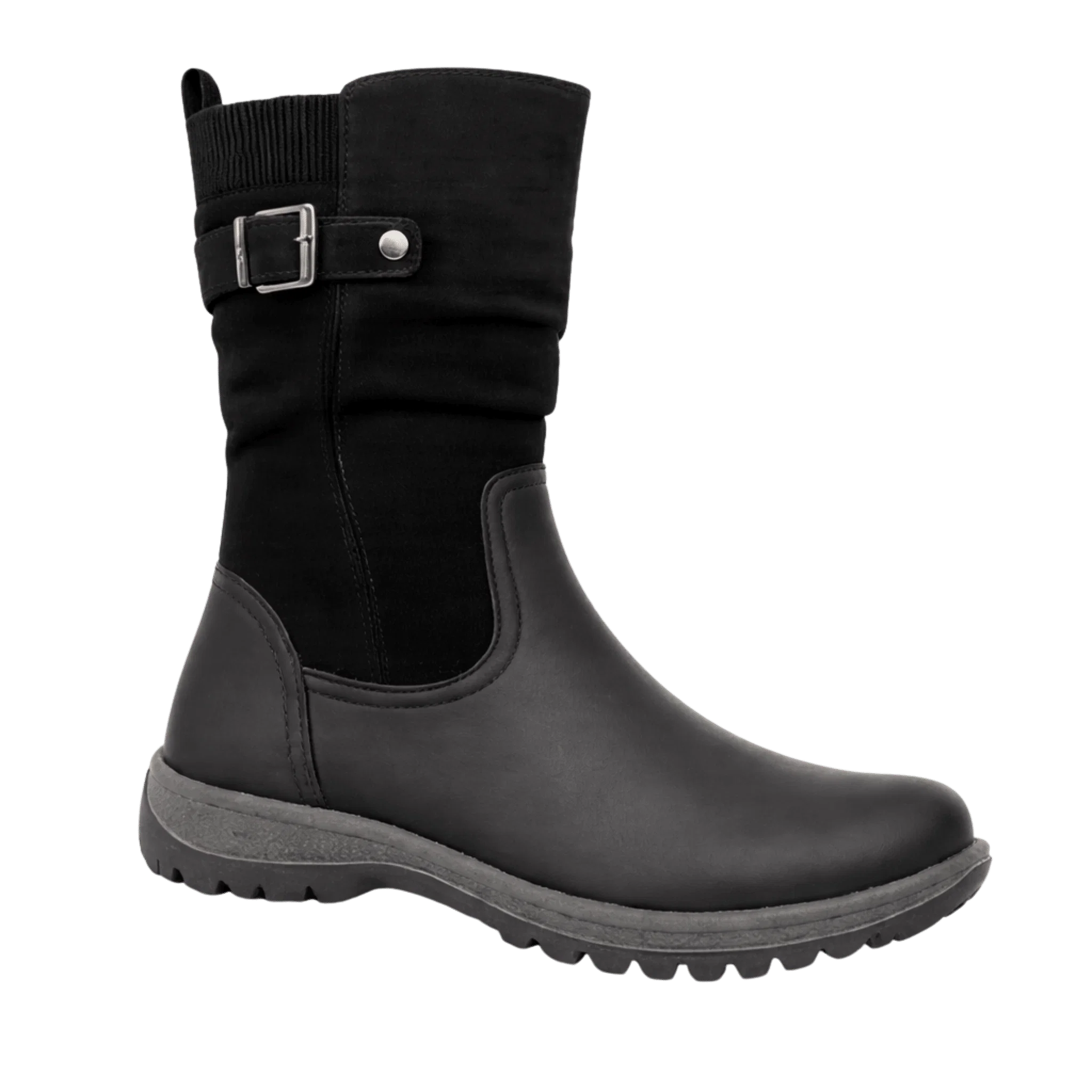 Trusted Mid-Calf Waterproof Boot with Decorative Buckle Enhanced
