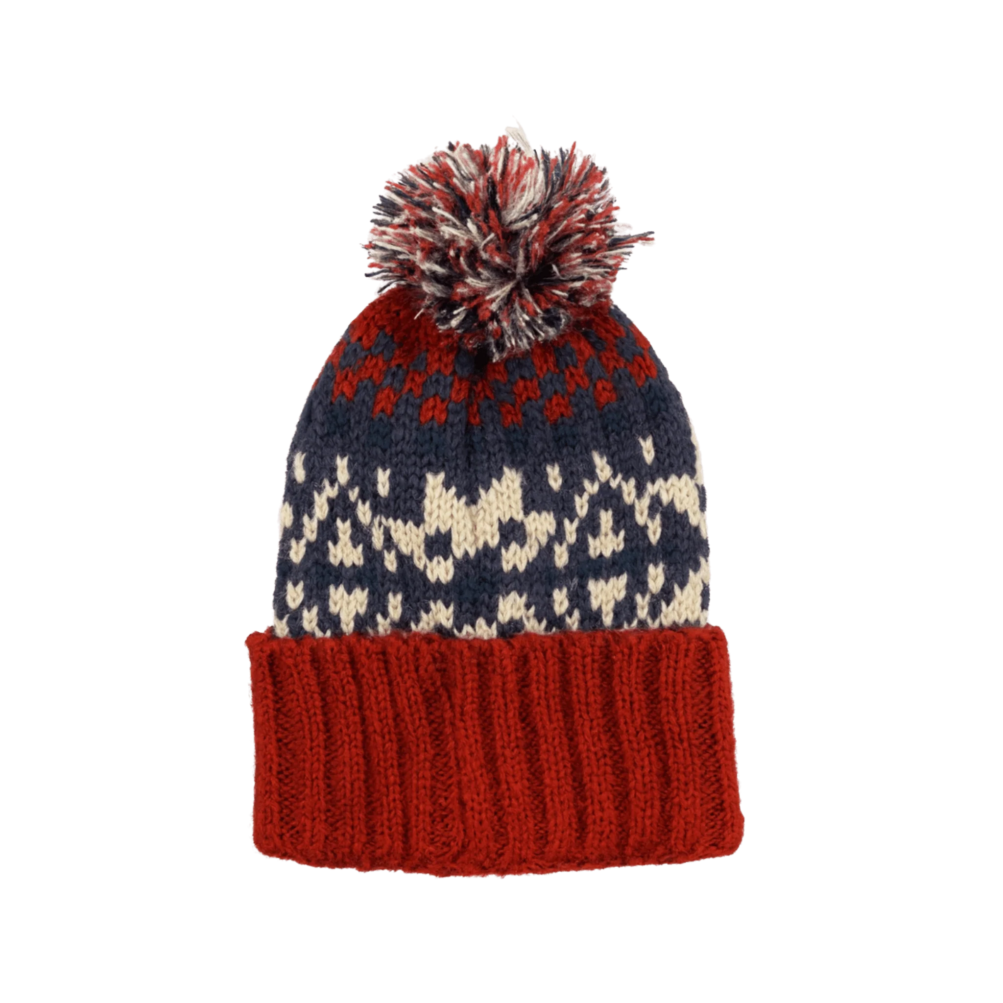 High-Quality Fair Isle Knit Beanie with Pom-Pom Crafted