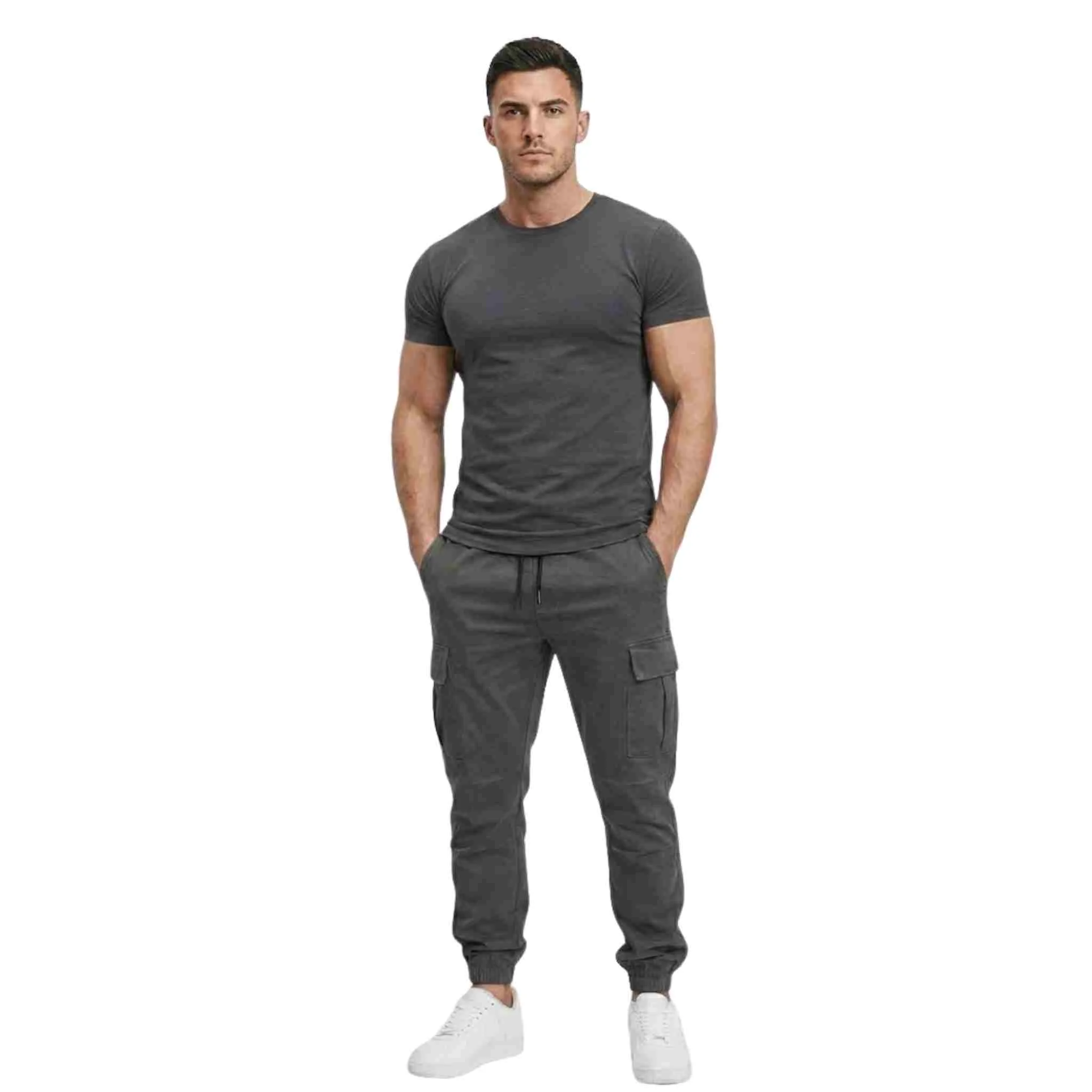 Refined Washed Cotton Cargo Jogger Pants Organic