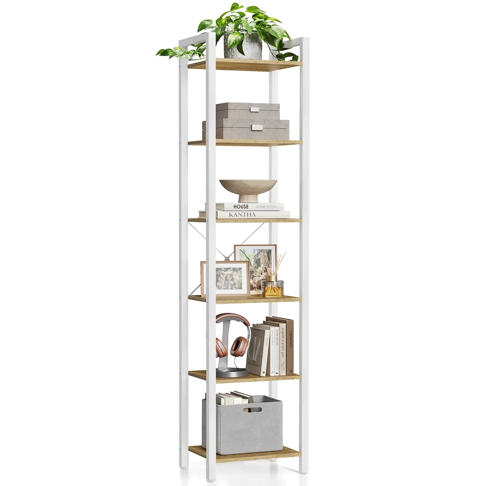 Long-Lasting VASAGLE Tall bookshelf with steel frame for living room and home office Minimalist