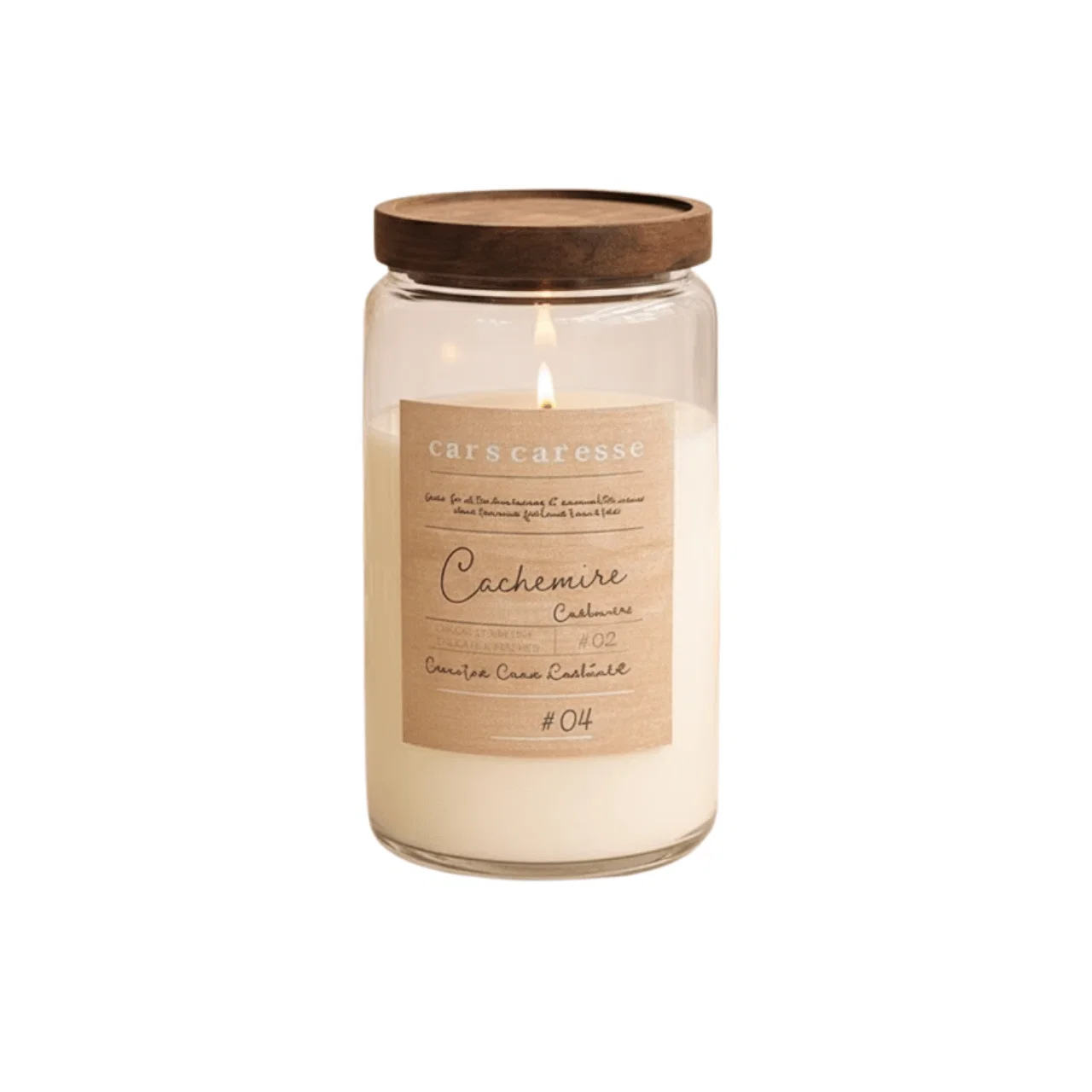 Next-Generation Cashmere Scented Candle in Glass with Wooden Lid Detailed