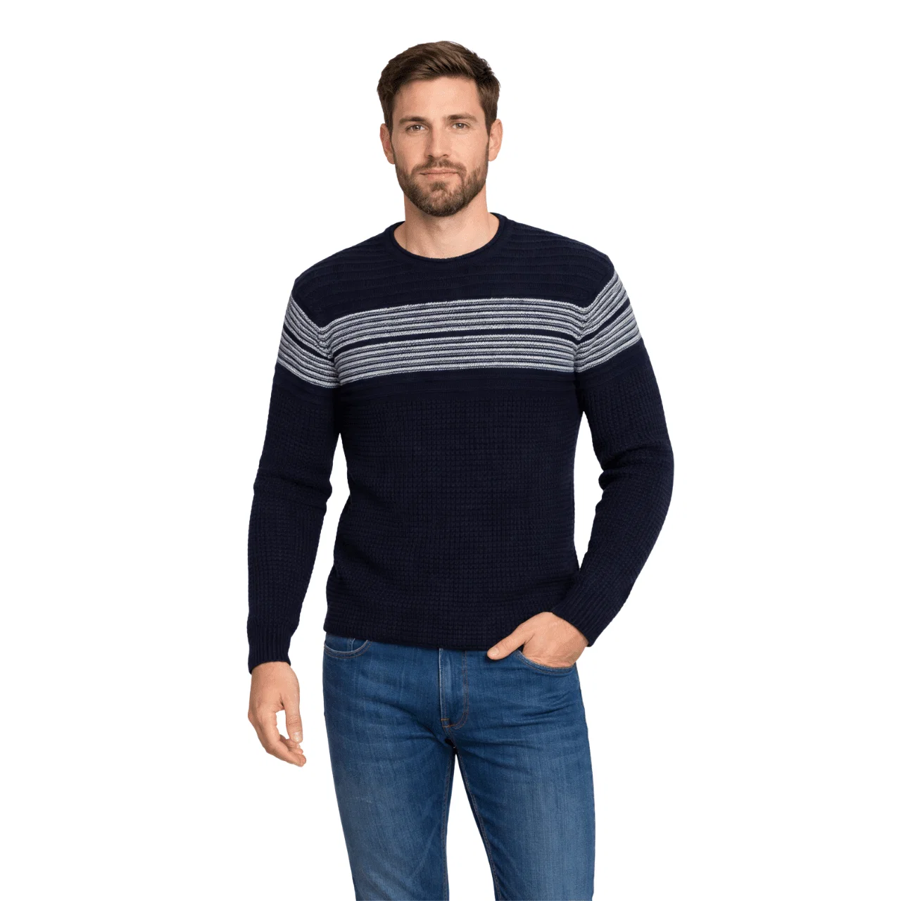 Specialty Striped Knit Sweater Responsible