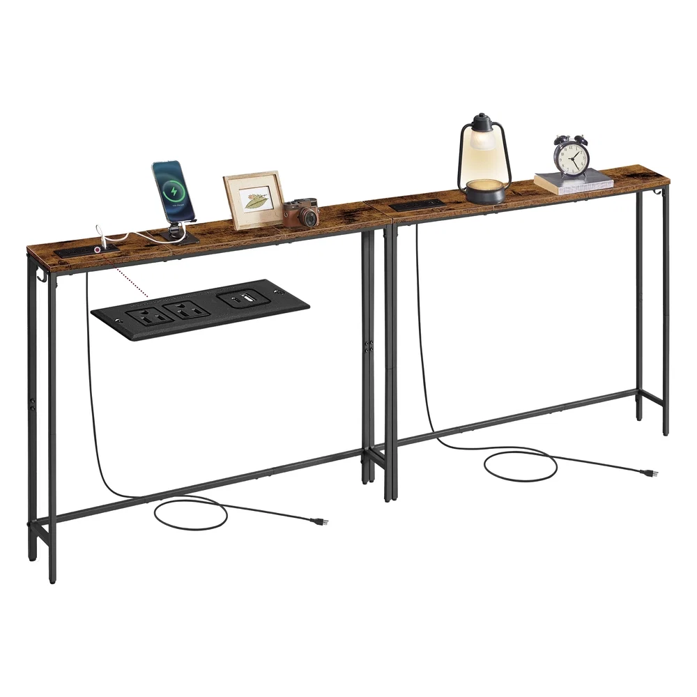 Luxury VASAGLE VASAGLE Set of 2 Console Tables with Power Outlets Slim Behind Couch Sofa Tables Certified