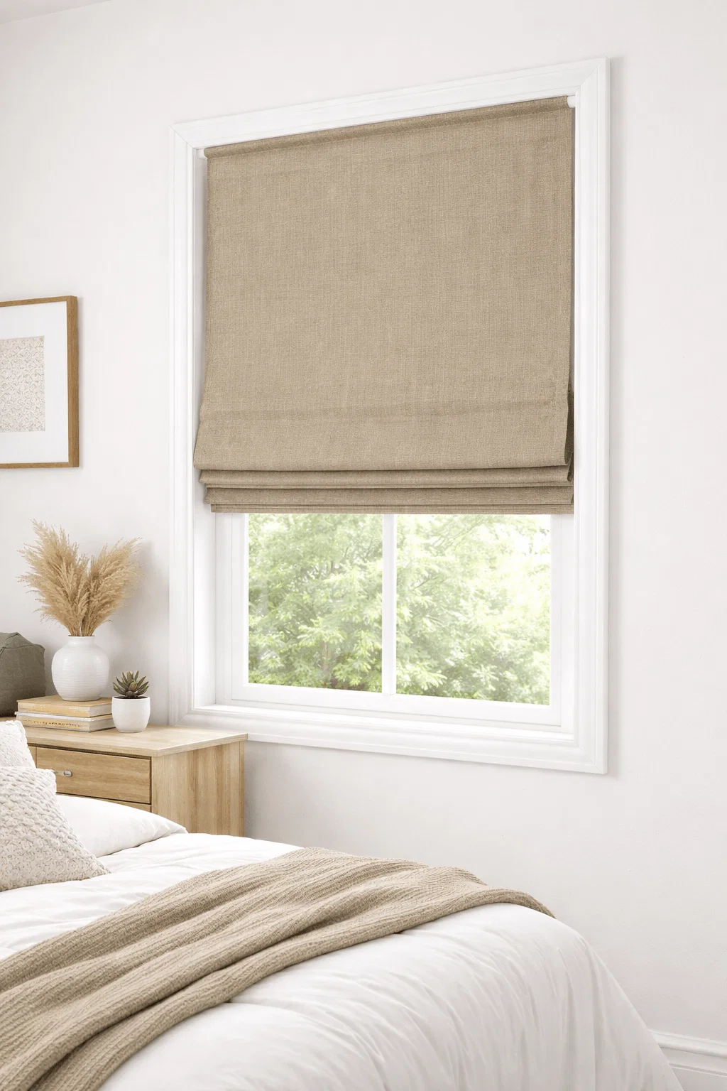 Versatile Textured Linen-Style Roman Shade Breathable
