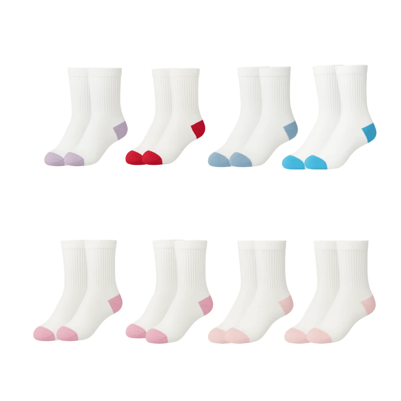 Crafted 8-Pack Girls Sport Crew Socks Ages 7–9 – Soft Ribbed Cotton Blend Outstanding