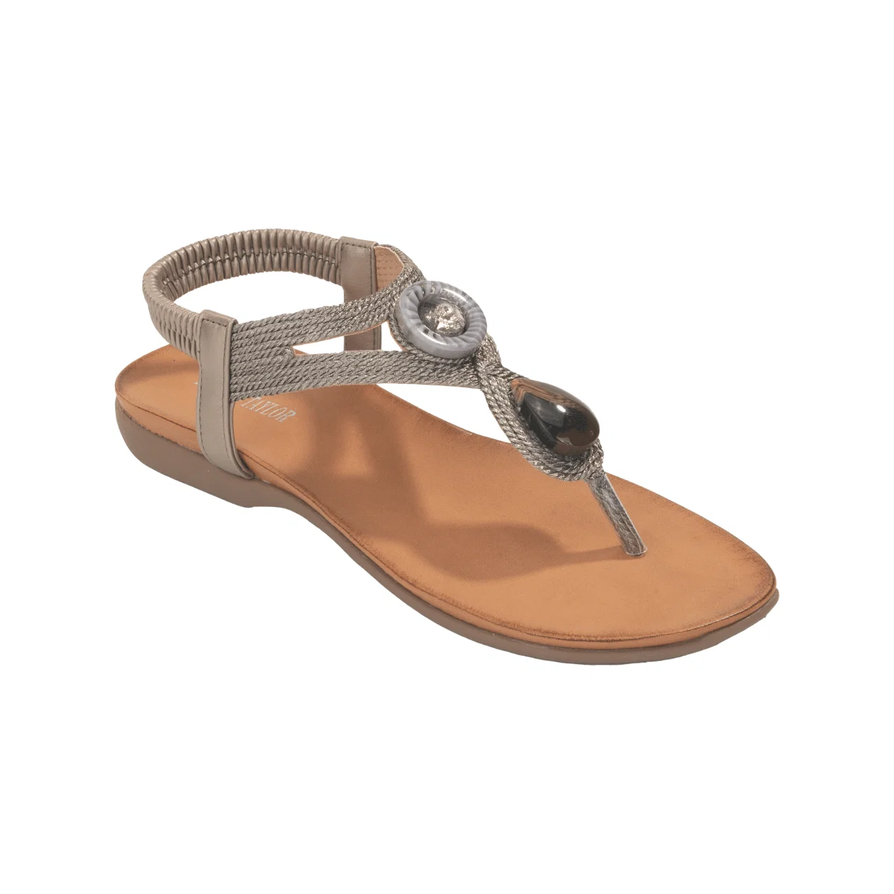 Environmentally Friendly Embellished Elastic Strap Thong Sandals High-End