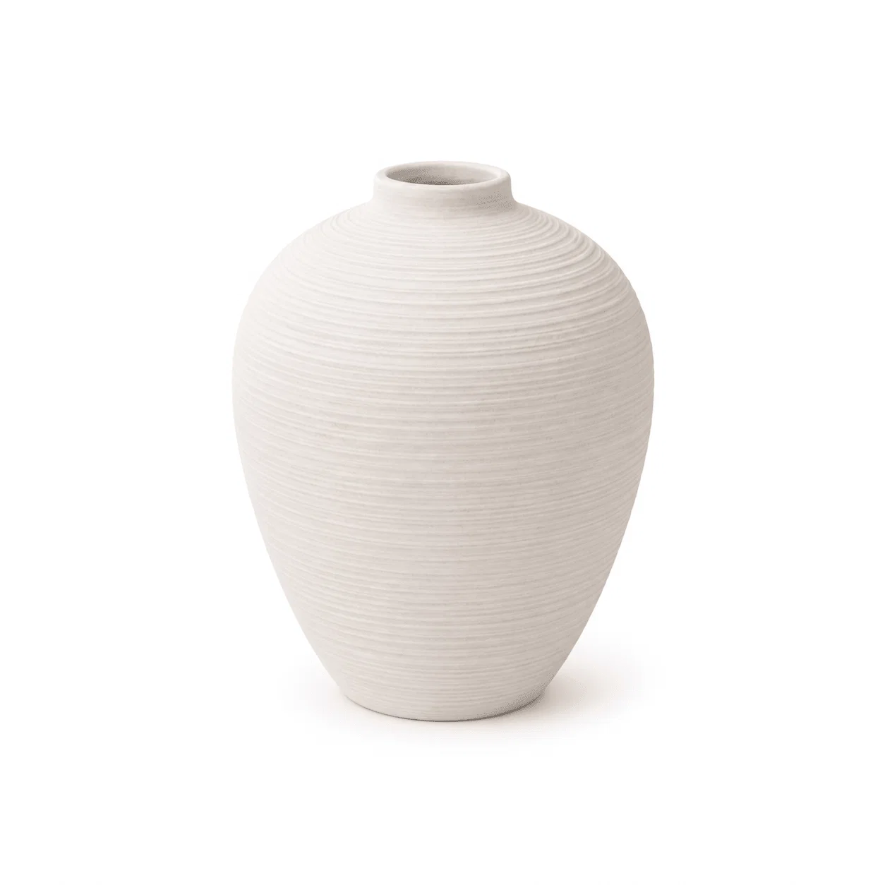 Official White Ceramic Textured Urn Vase – 8 in Natural