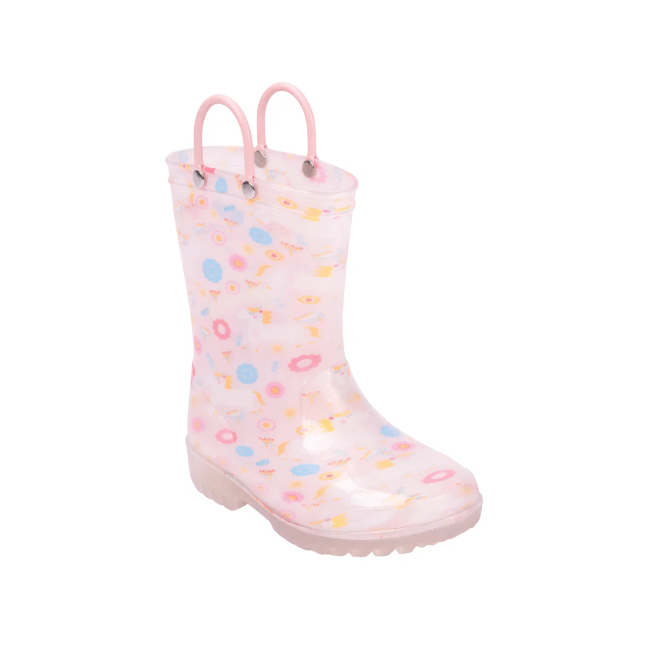 Relaxed Kids Floral Print Rain Boots with Handles Contemporary