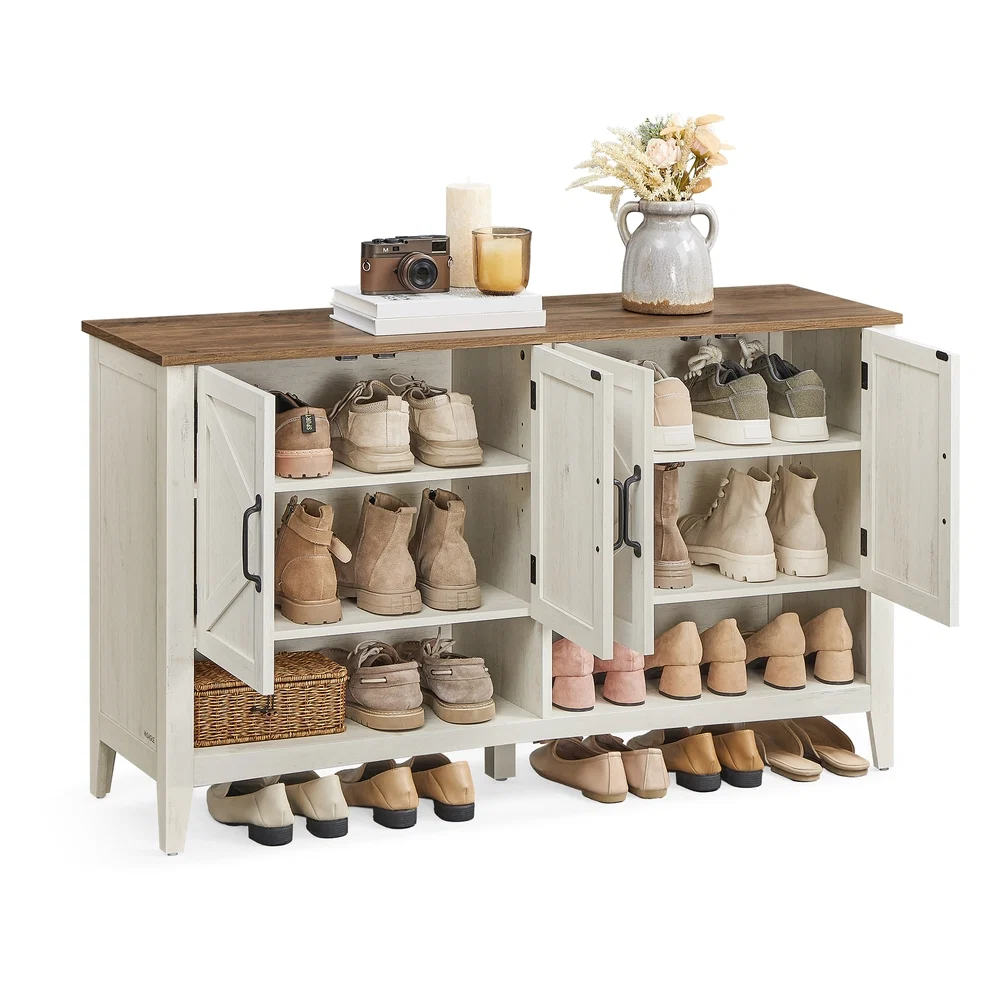 Recyclable VASAGLE Liry Collection – 3-Tier Shoe Cabinet Farmhouse Style Reliable